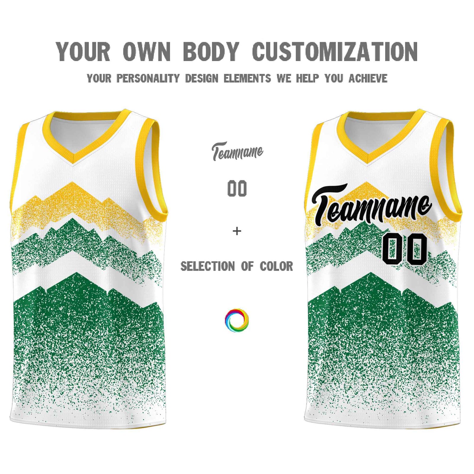 Personalized Youth Basketball Jerseys   White Kelly Green Gradient Mountain Design Uniforms