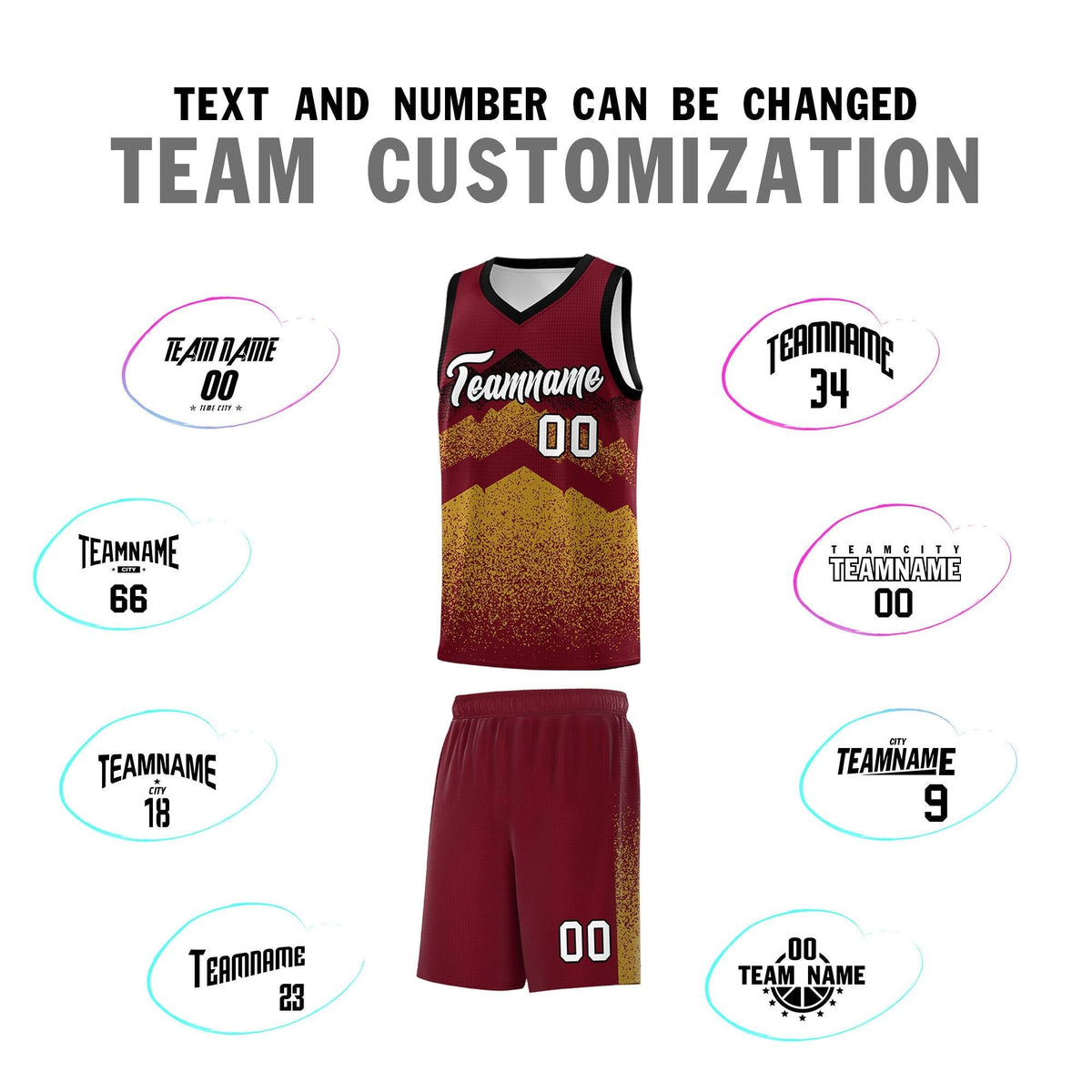 Personalized Youth Basketball Jerseys   Crimson Old Gold Gradient Mountain Design Uniforms