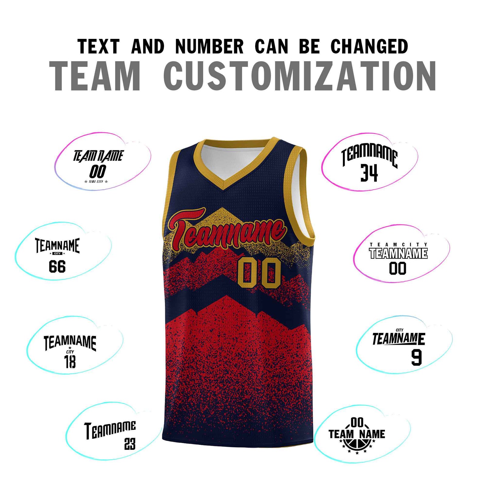 Custom Youth Basketball Jerseys Navy Red Gradient Mountain Design Uniforms