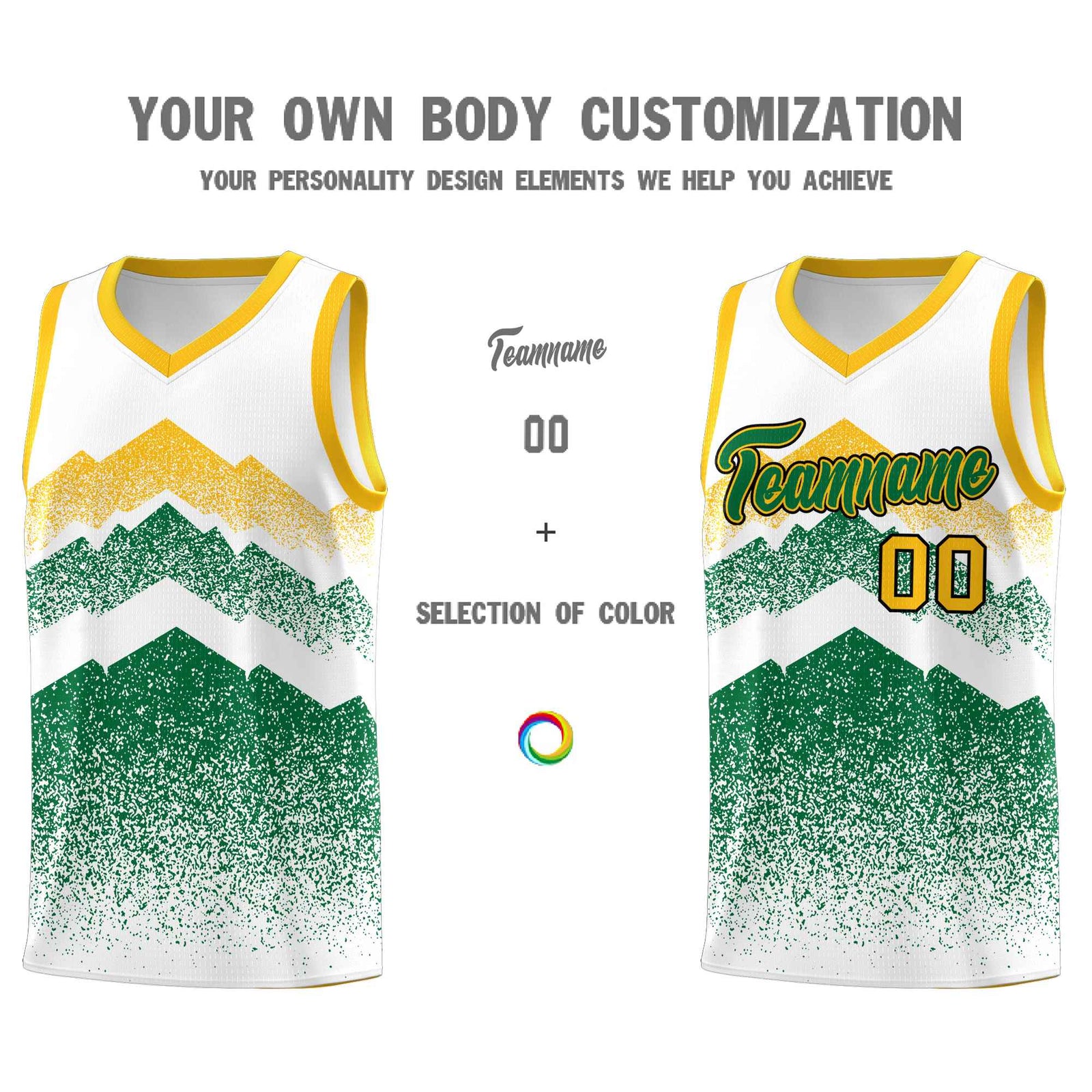 Personalized Youth Basketball Jerseys   White Kelly Green Gradient Mountain Design Uniforms