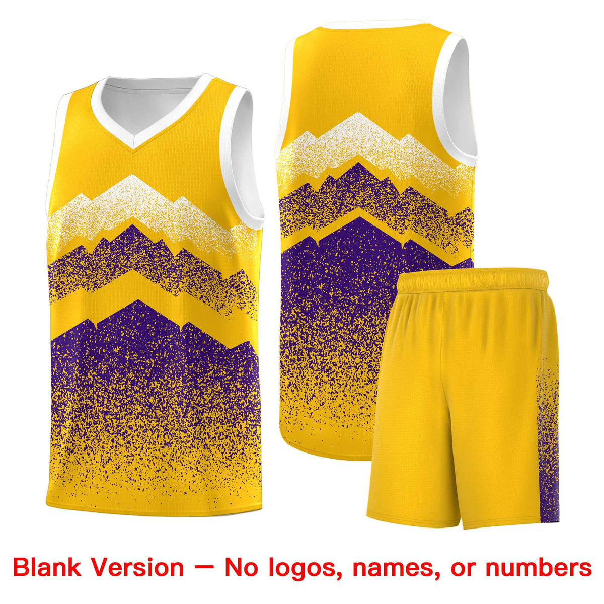 Custom Youth Basketball Jerseys Gold Purple Gradient Mountain Design Uniforms