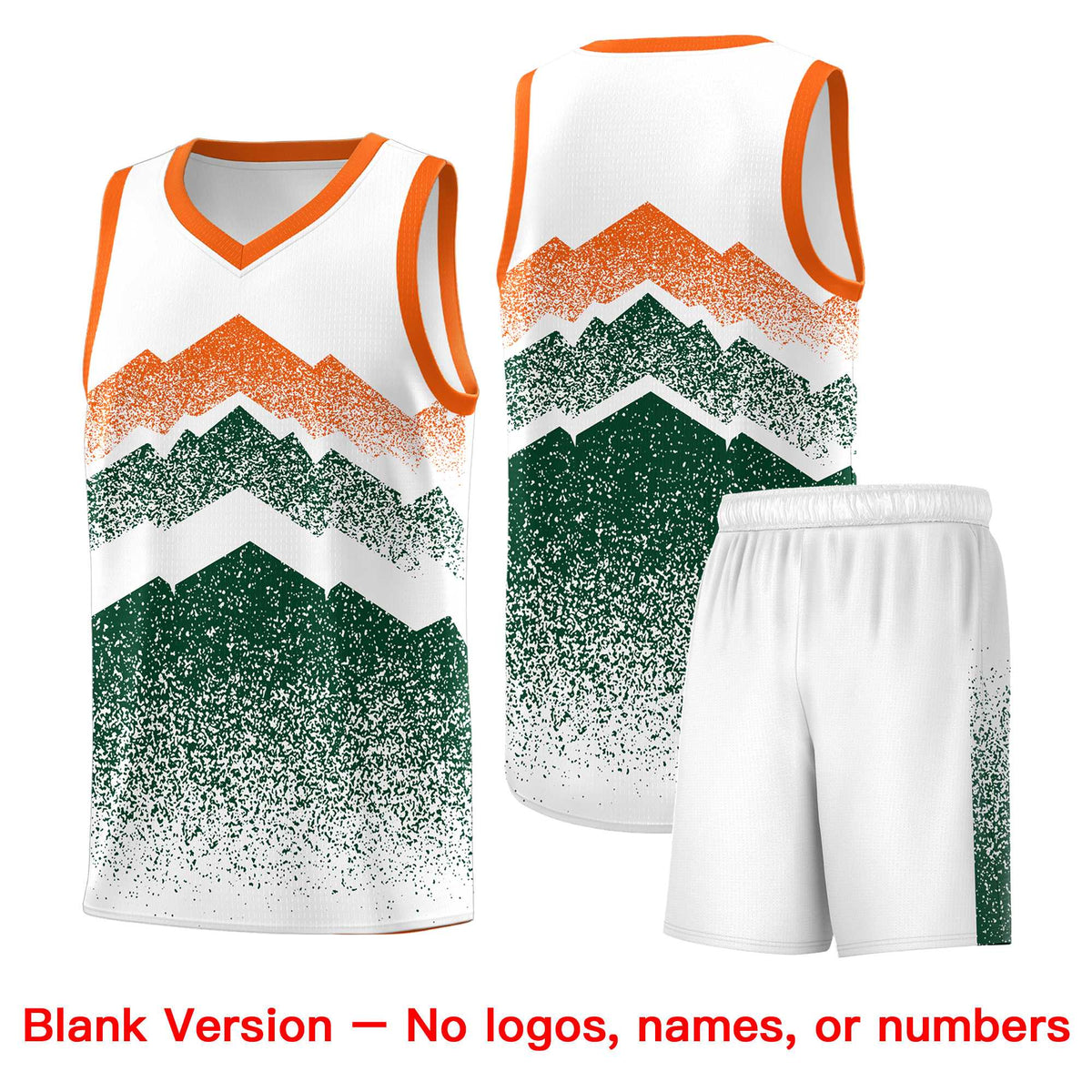 Custom Youth Basketball Jerseys White Green Gradient Mountain Design Uniforms