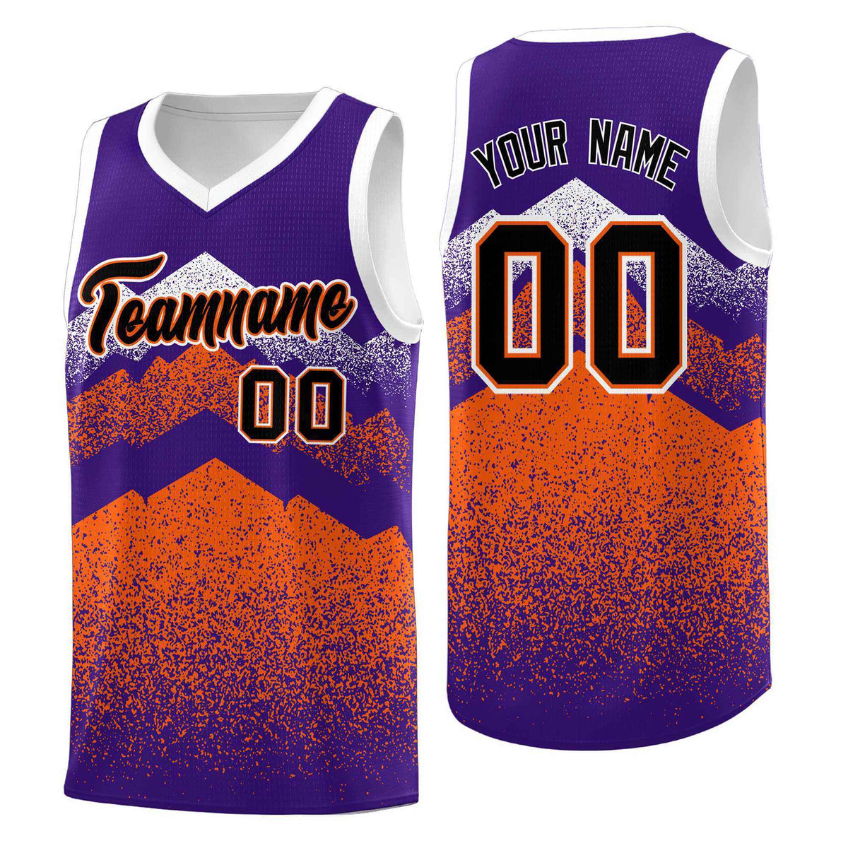 Custom Youth Basketball Jerseys Purple Orange Gradient Mountain Design Uniforms