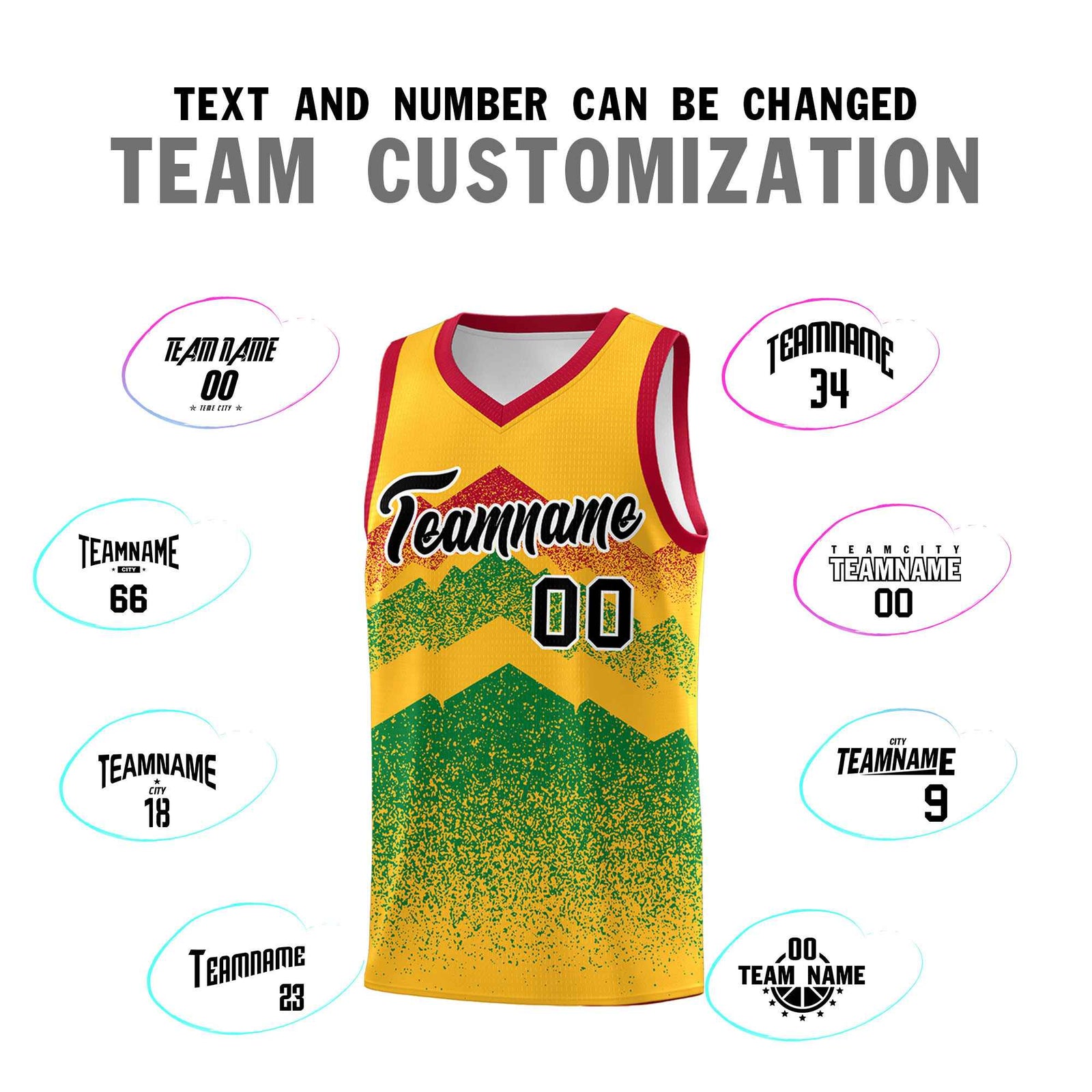 Personalized Youth Basketball Jerseys   Gold Kelly Green Gradient Mountain Design Uniforms