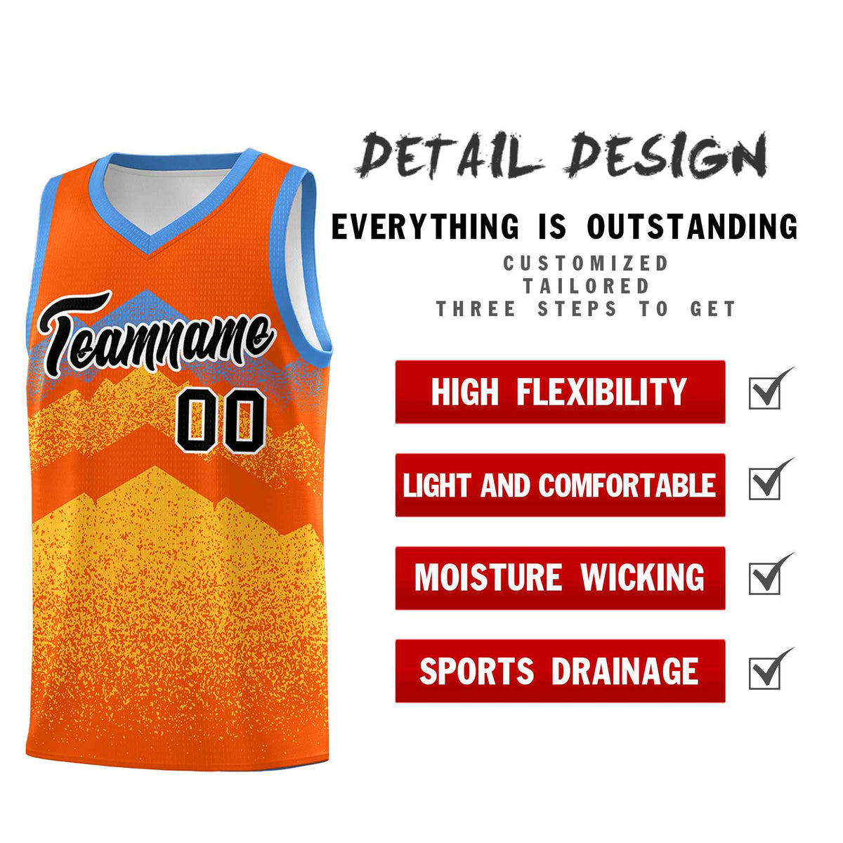 Custom Youth Basketball Jerseys Orange Gold Gradient Mountain Design Uniforms