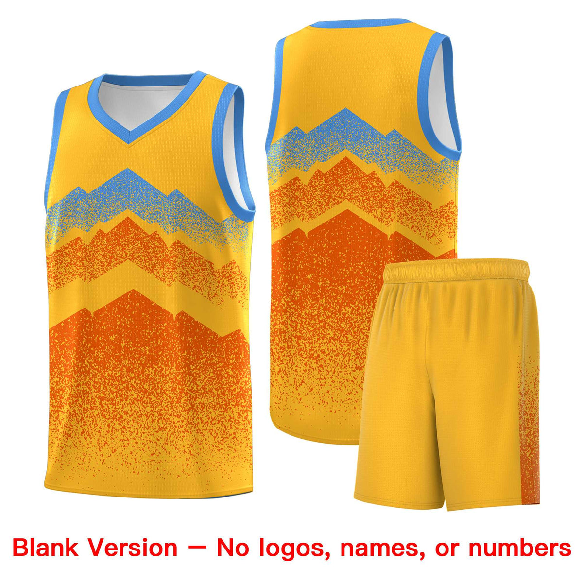 Custom Youth Basketball Jerseys Gold Orange Gradient Mountain Design Uniforms