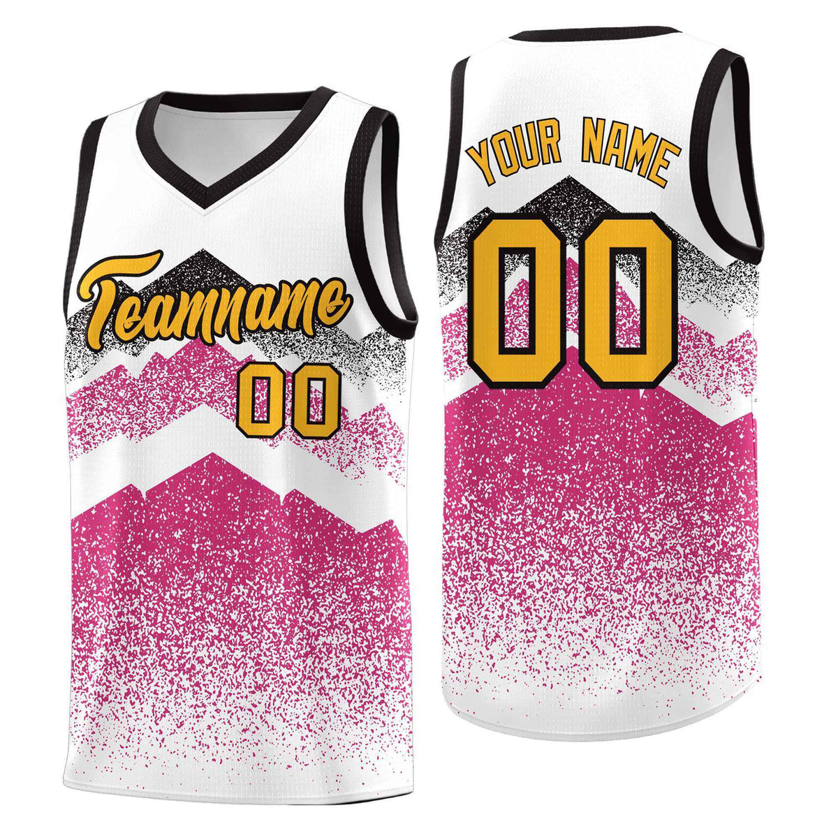 Personalized Youth Basketball Jerseys   White Rose Red Gradient Mountain Design Uniforms