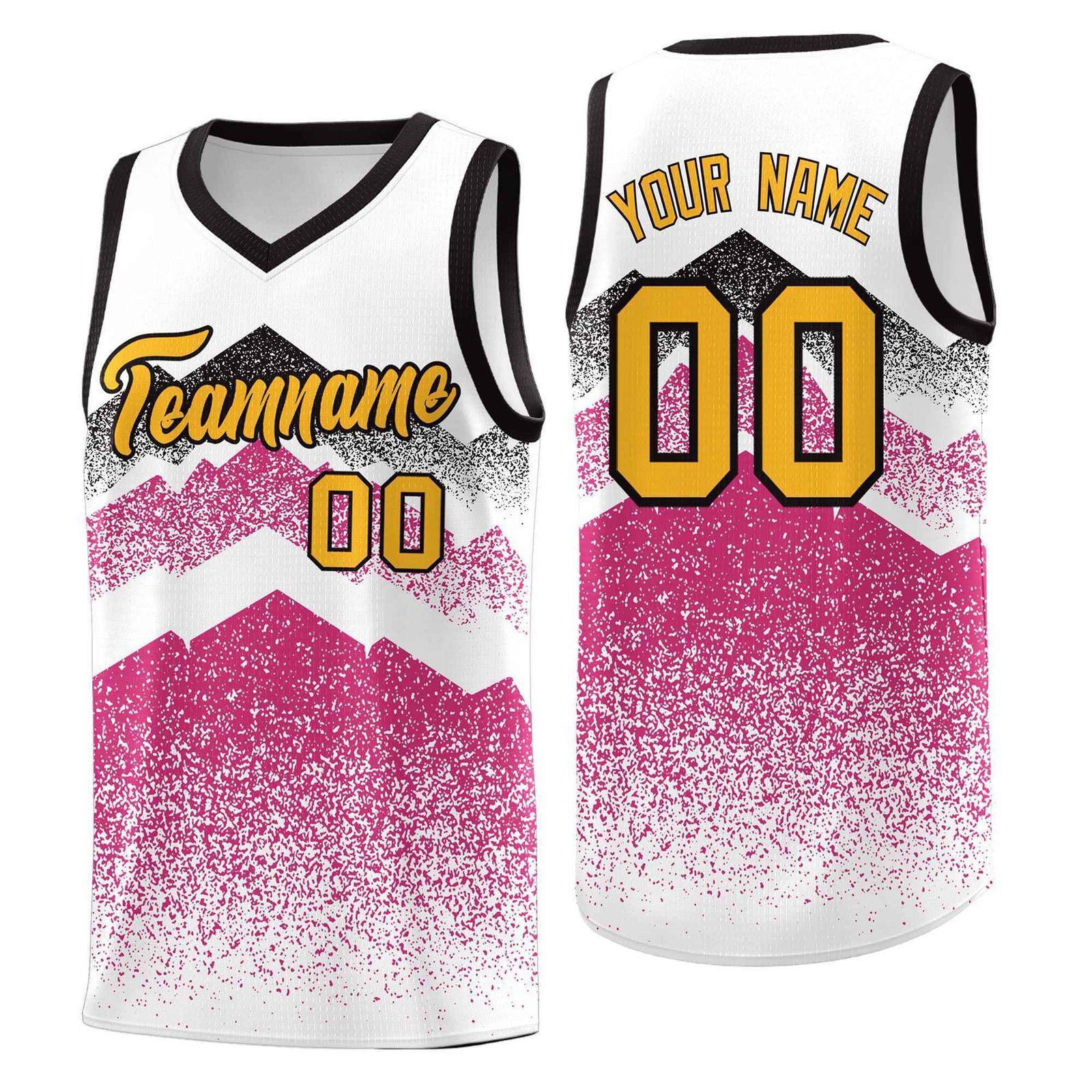 Personalized Youth Basketball Jerseys   White Rose Red Gradient Mountain Design Uniforms