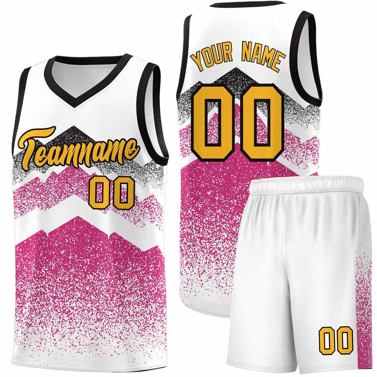 Personalized Youth Basketball Jerseys   White Rose Red Gradient Mountain Design Uniforms