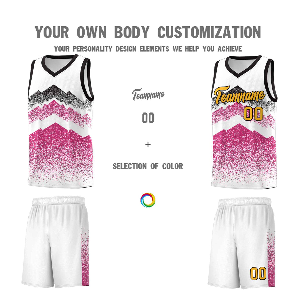 Personalized Youth Basketball Jerseys   White Rose Red Gradient Mountain Design Uniforms