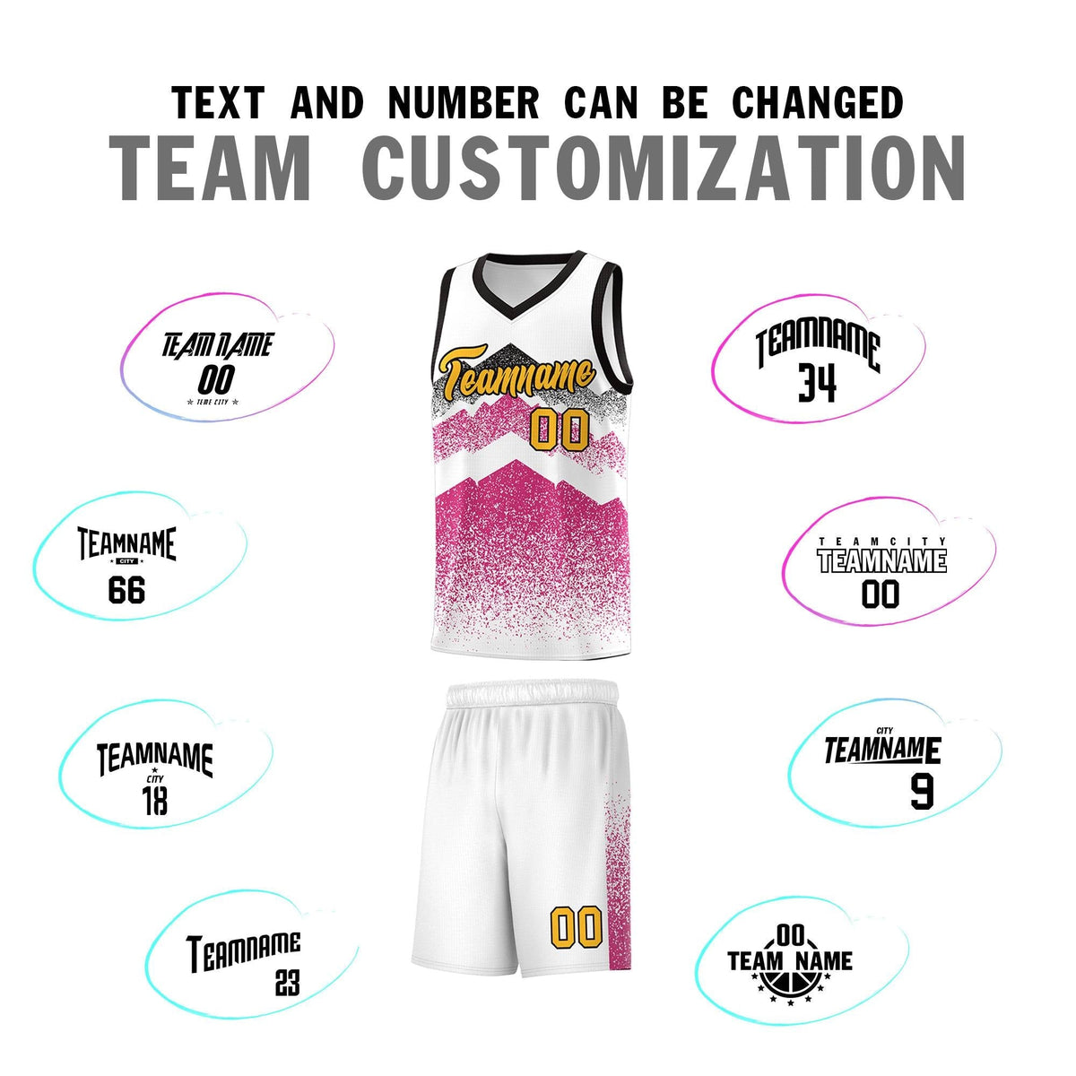 Personalized Youth Basketball Jerseys   White Rose Red Gradient Mountain Design Uniforms