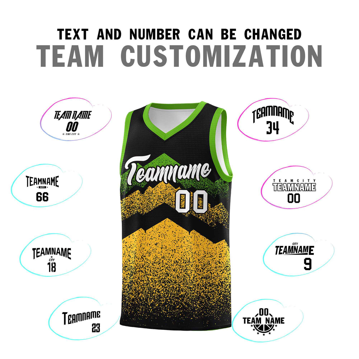Personalized Youth Basketball Jerseys   Black Gold Gradient Mountain Design Uniforms