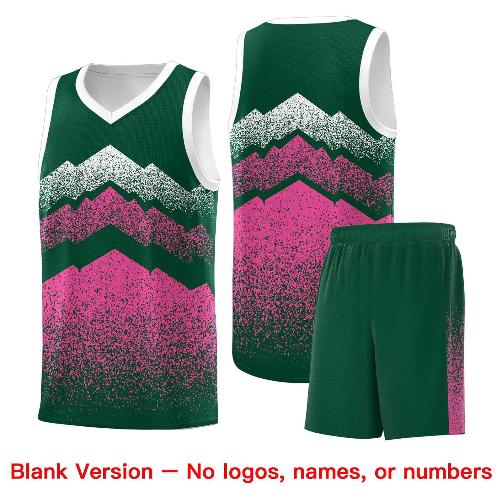 Custom Youth Basketball Jerseys Green Pink Gradient Mountain Design Uniforms