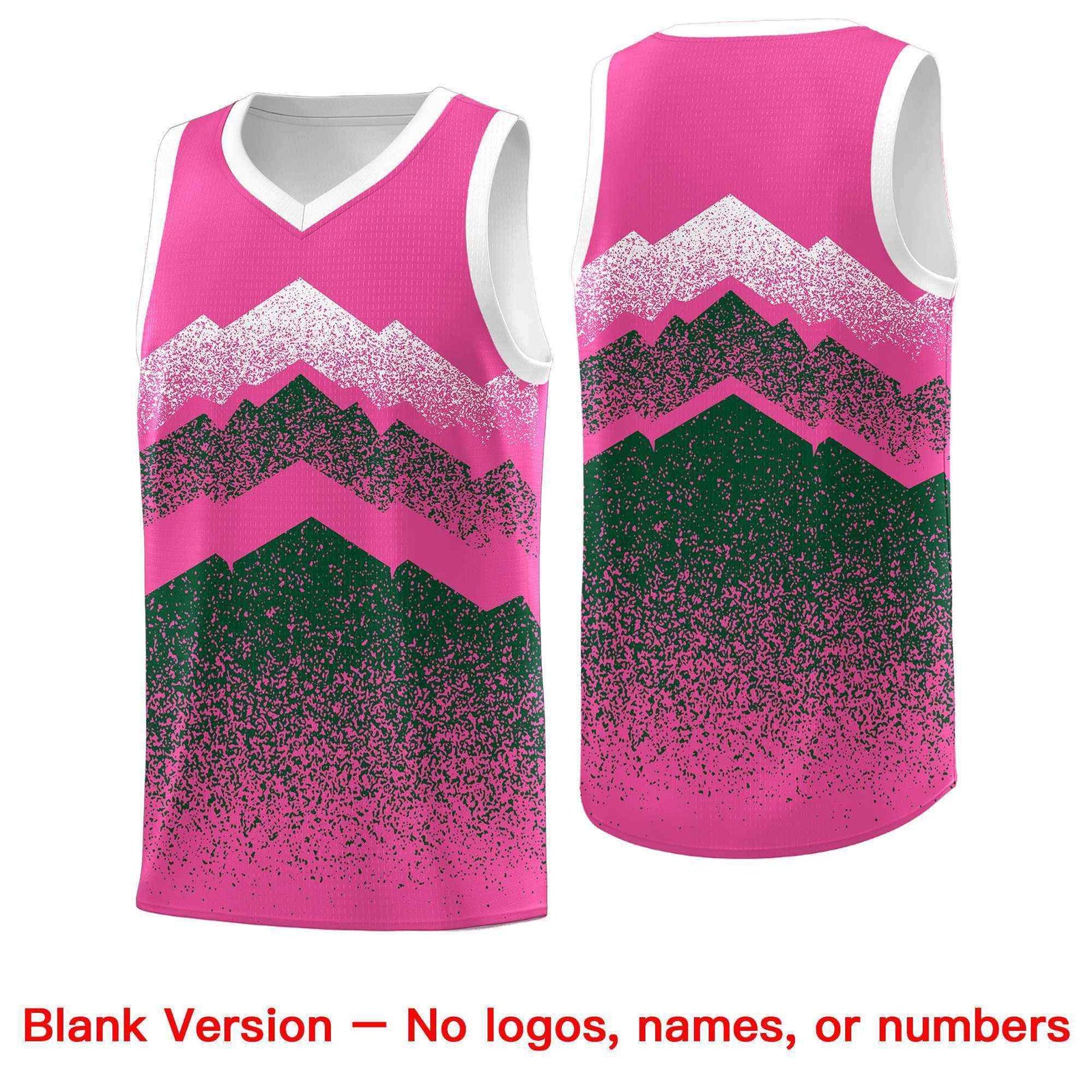 Personalized Youth Basketball Jerseys   Pink Green Gradient Mountain Design Uniforms