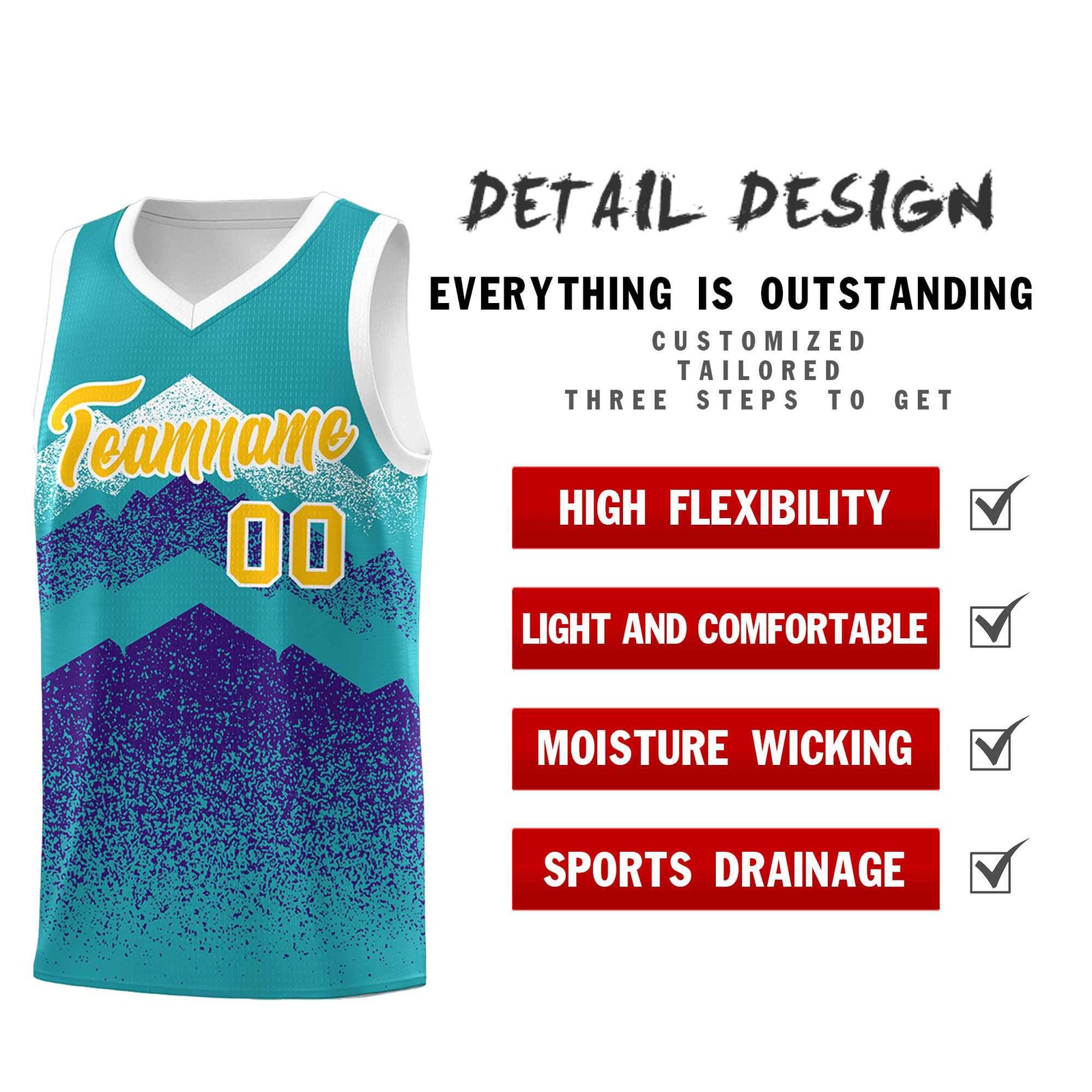 Personalized Youth Basketball Jerseys   Aqua Purple Gradient Mountain Design Uniforms