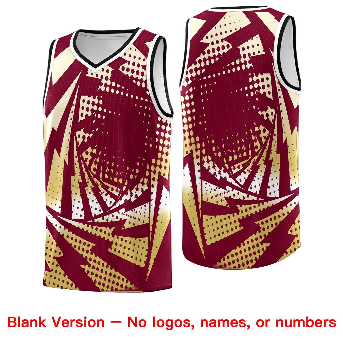 Custom Youth Basketball Jerseys Crimson Old Gold Lightning Design Halftone Personalized Uniforms