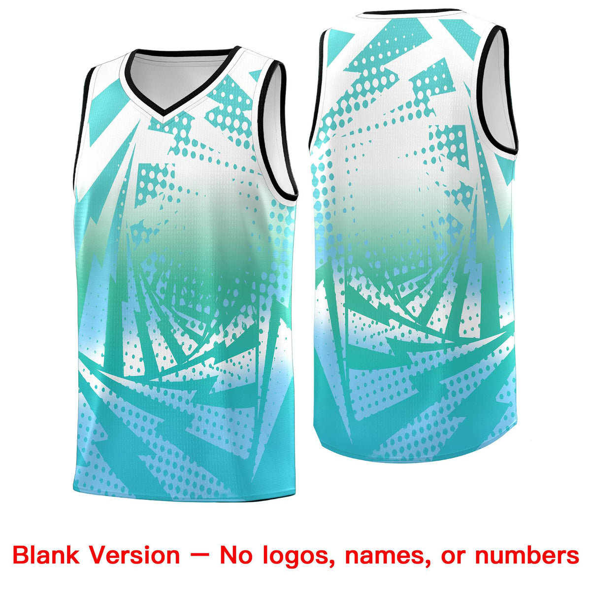 Custom Youth Basketball Jerseys White Light Blue Lightning Halftone Personalized Team Uniforms