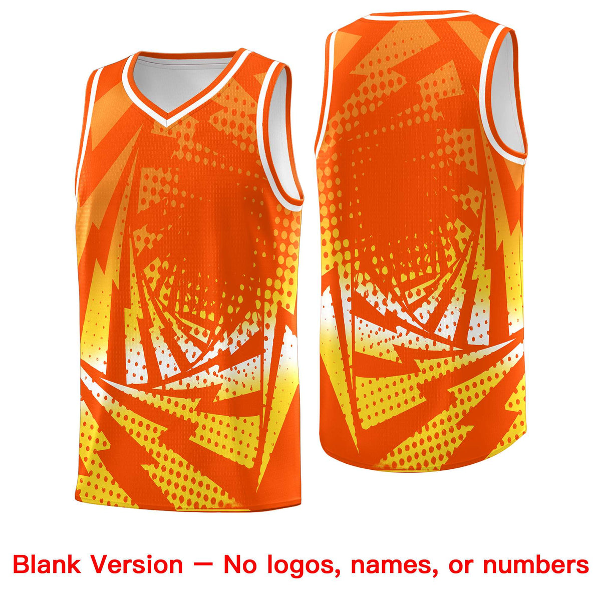 Custom Youth Basketball Jerseys Orange Gold Lightning Halftone Personalized Team Uniforms