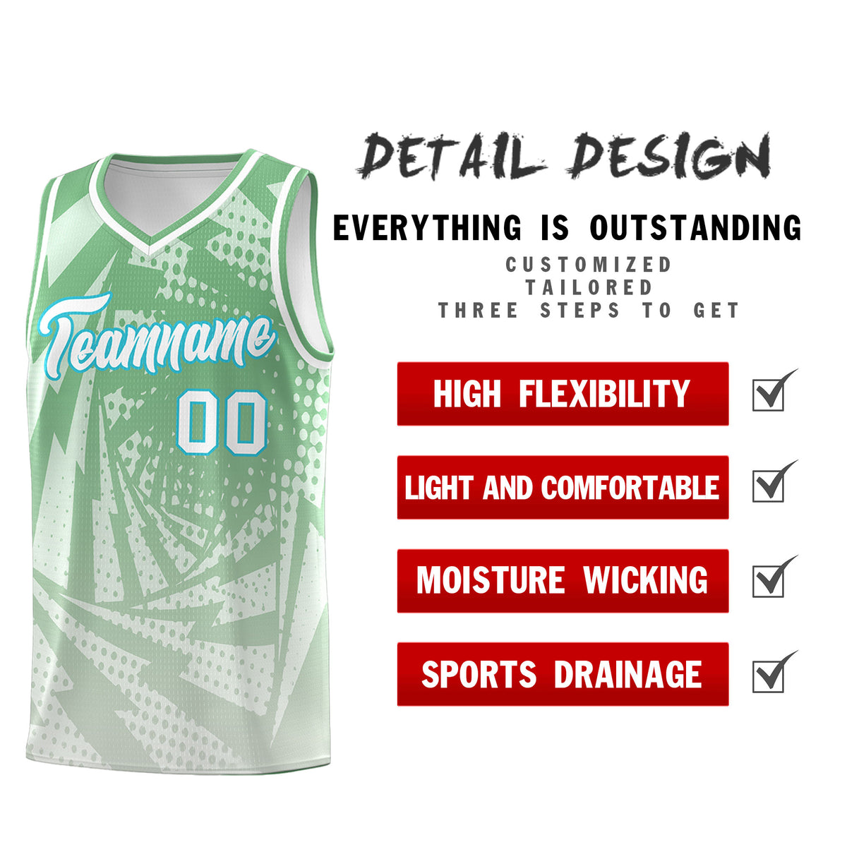 Custom Youth Basketball Jerseys Green Gray Lightning Halftone Personalized Team Uniforms