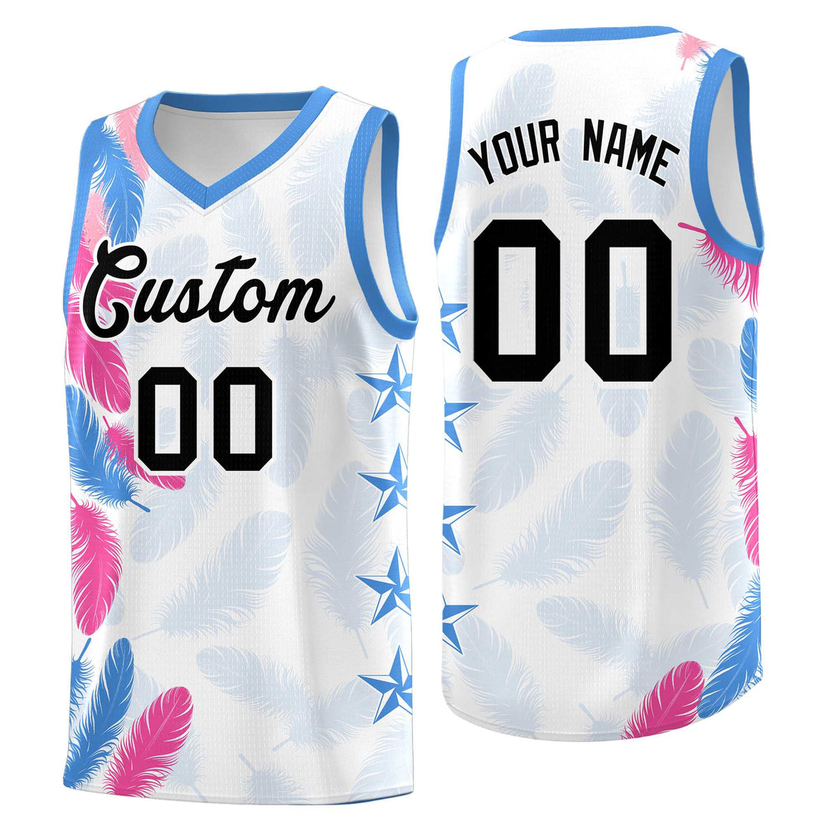 Custom Youth Basketball Jersey White Black Feather Series Sports Uniform