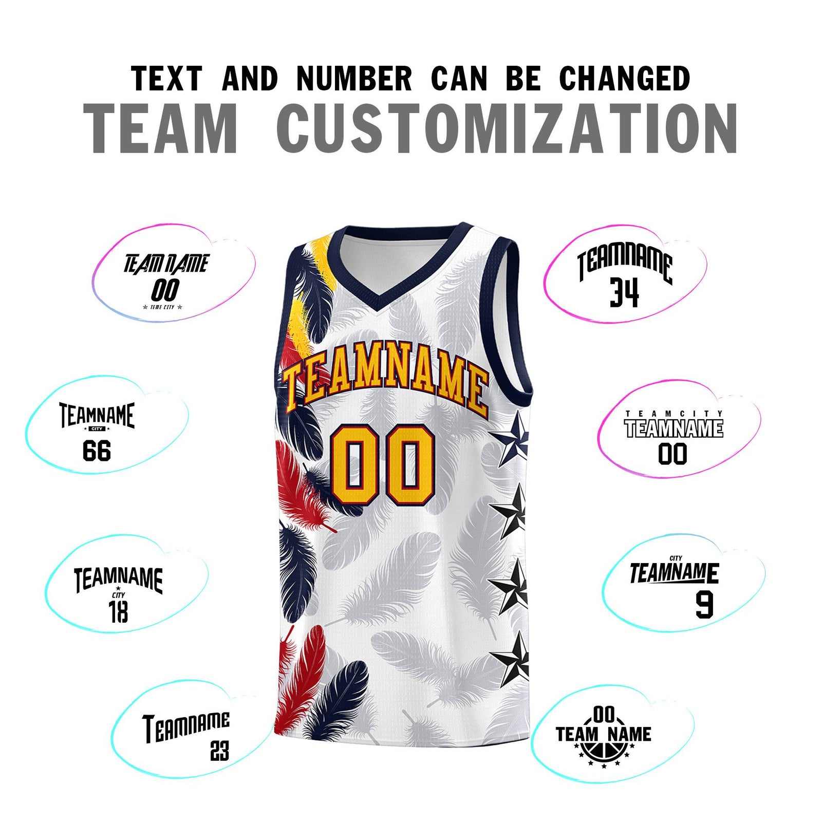 Custom Youth Basketball Jersey White Gold Feather Series Sports Uniform