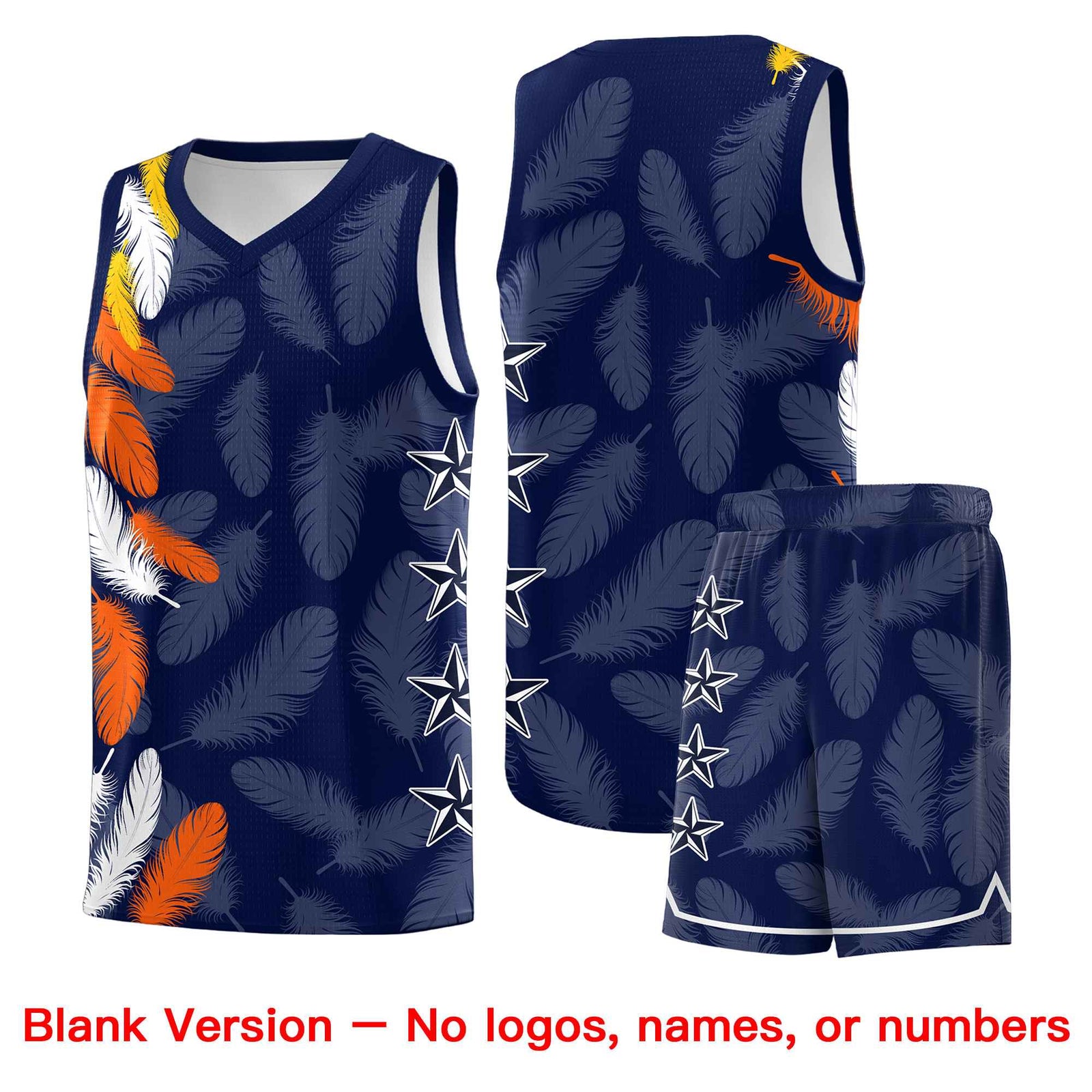 Custom Youth Basketball Jersey Navy White Feather Series Sports Uniform