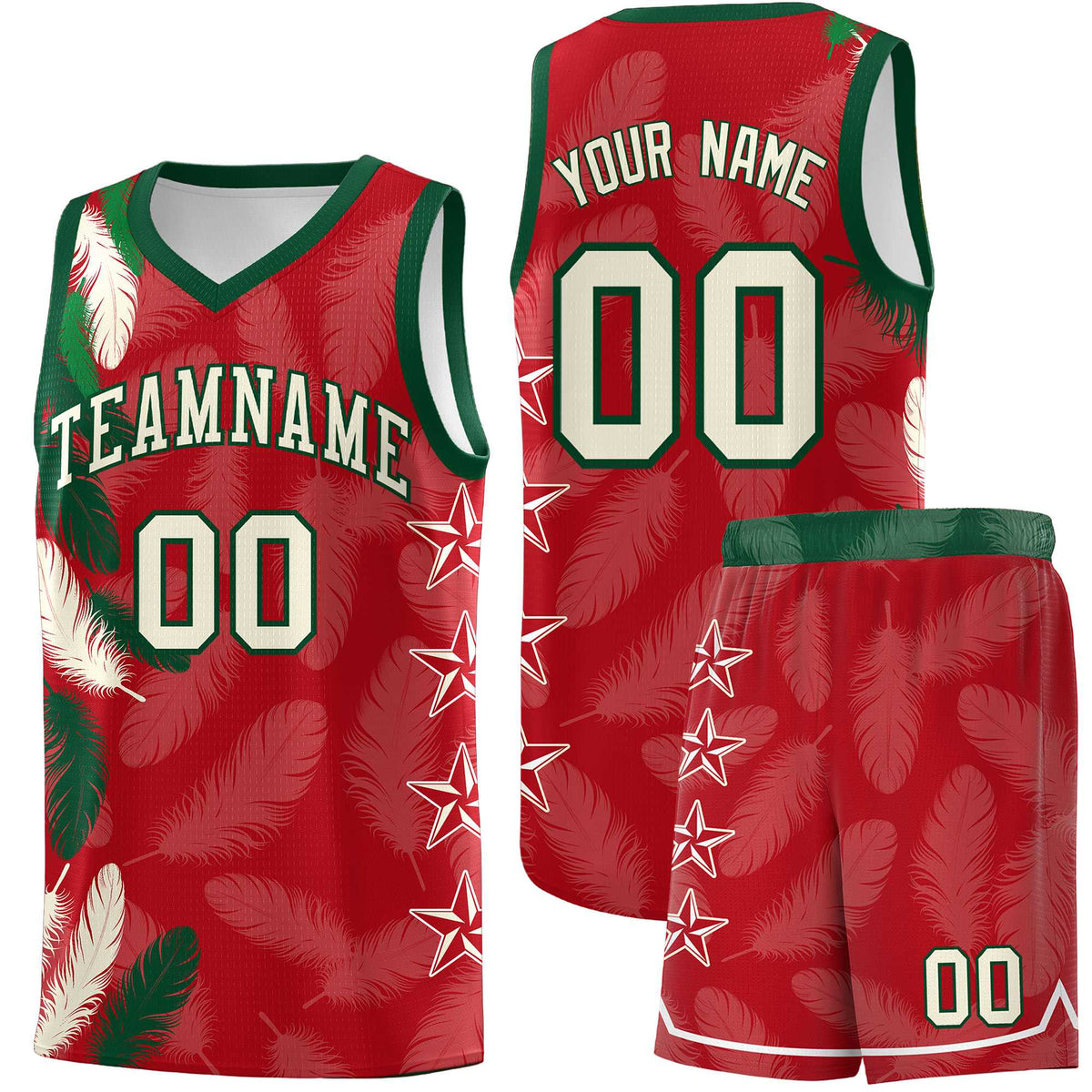 Custom Youth Basketball Jersey Red Cream Feather Series Sports Uniform