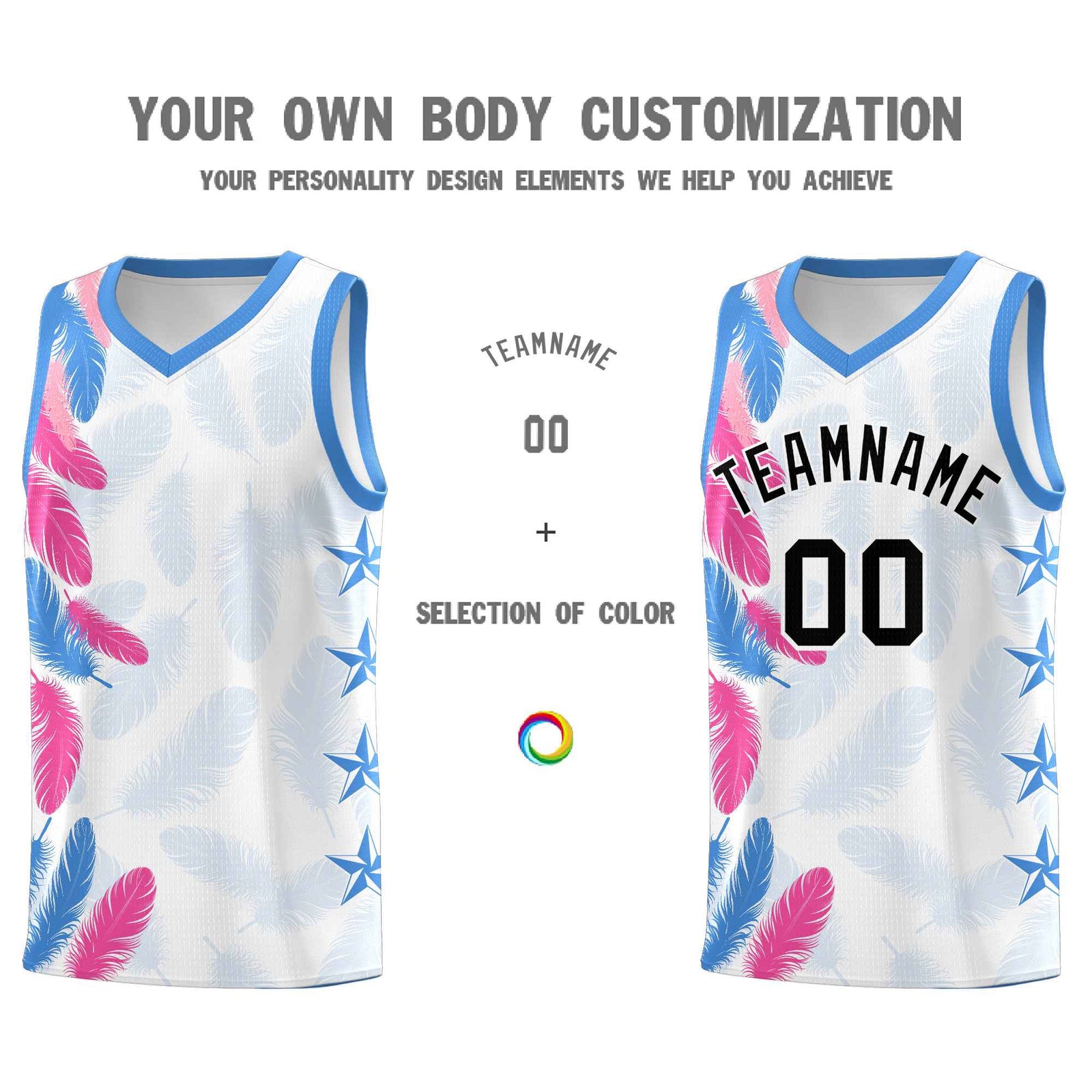 Custom Youth Basketball Jersey White Black Feather Series Sports Uniform