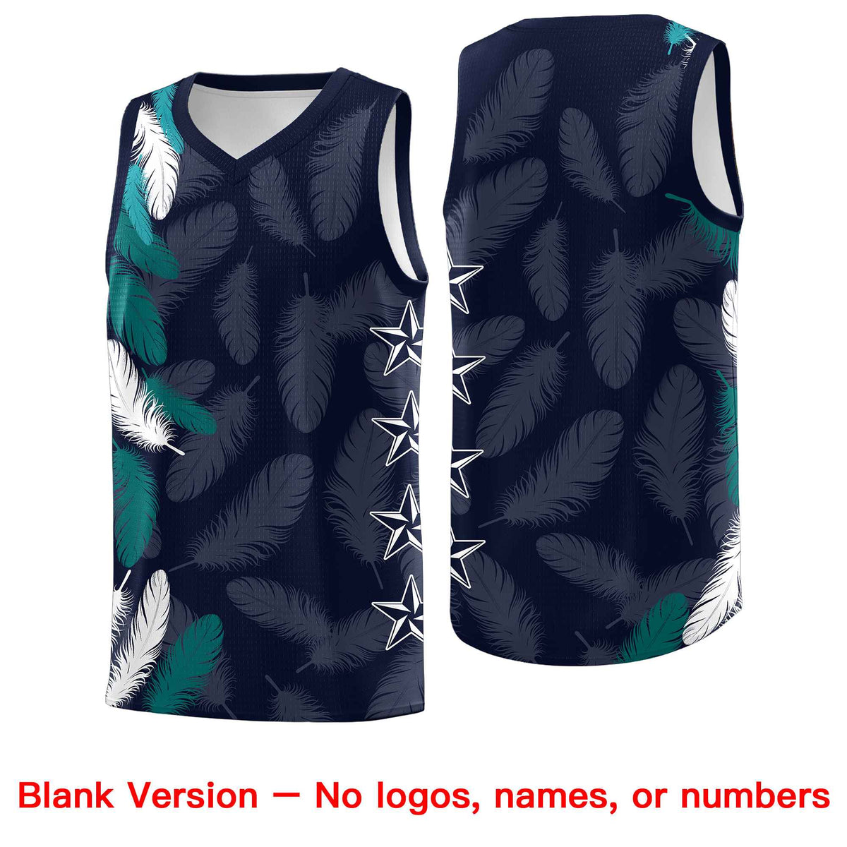 Custom Youth Basketball Jersey Navy White Feather Series Sports Uniform