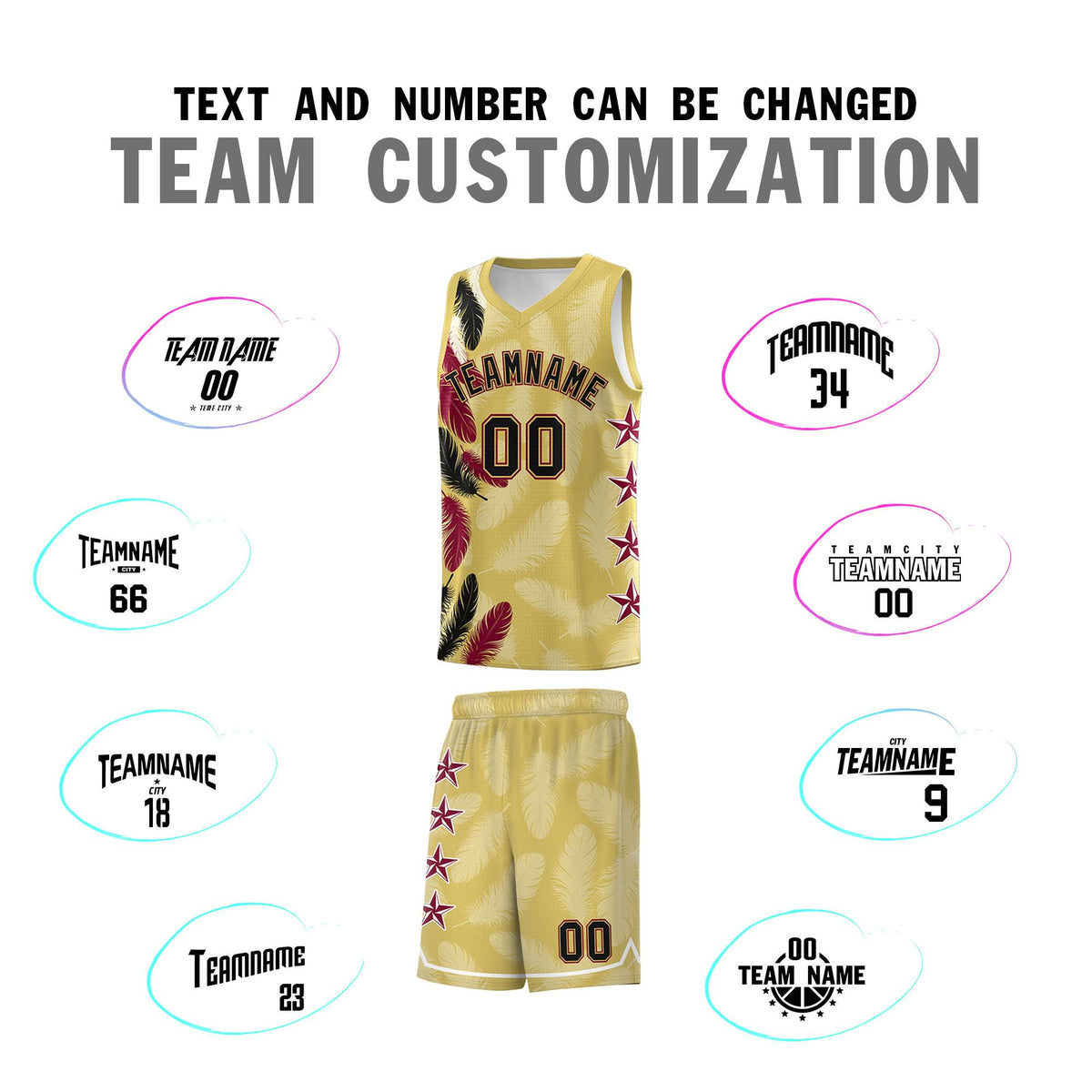 Custom Youth Basketball Jersey Old Gold Black Feather Series Sports Uniform