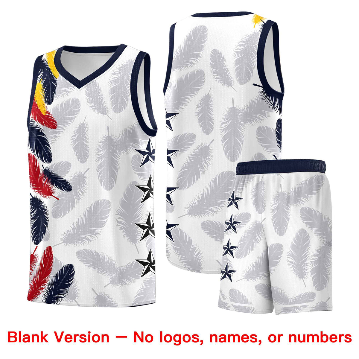 Custom Youth Basketball Jersey Navy White Feather Series Sports Uniform