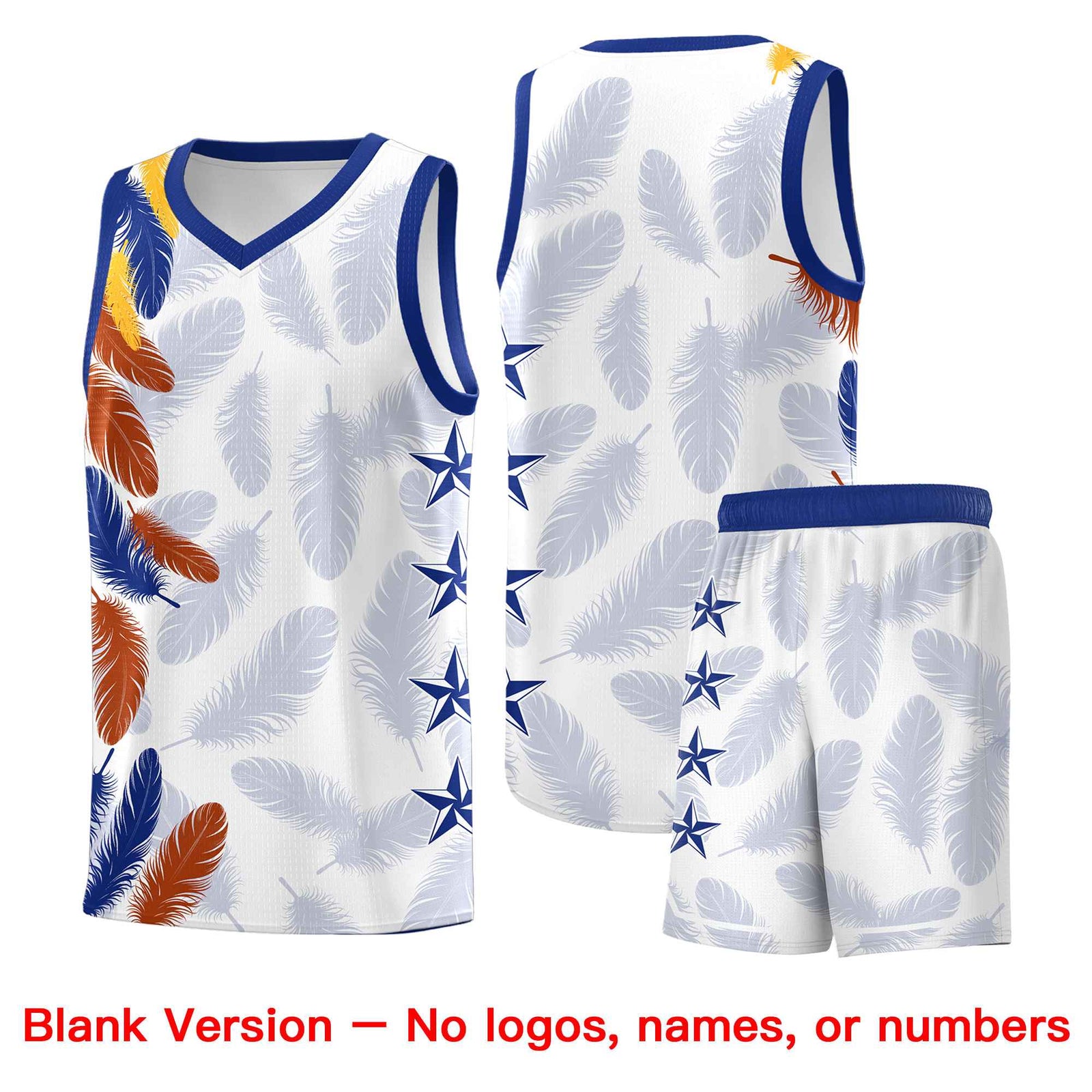 Custom Youth Basketball Jersey Navy White Feather Series Sports Uniform