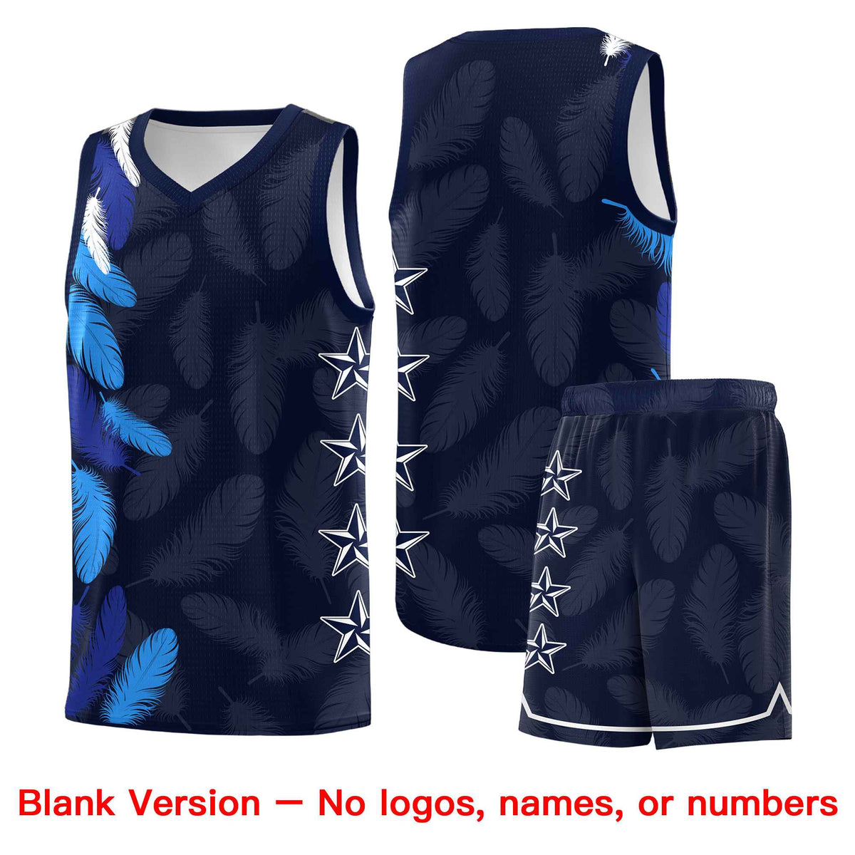 Custom Youth Basketball Jersey Navy White Feather Series Sports Uniform