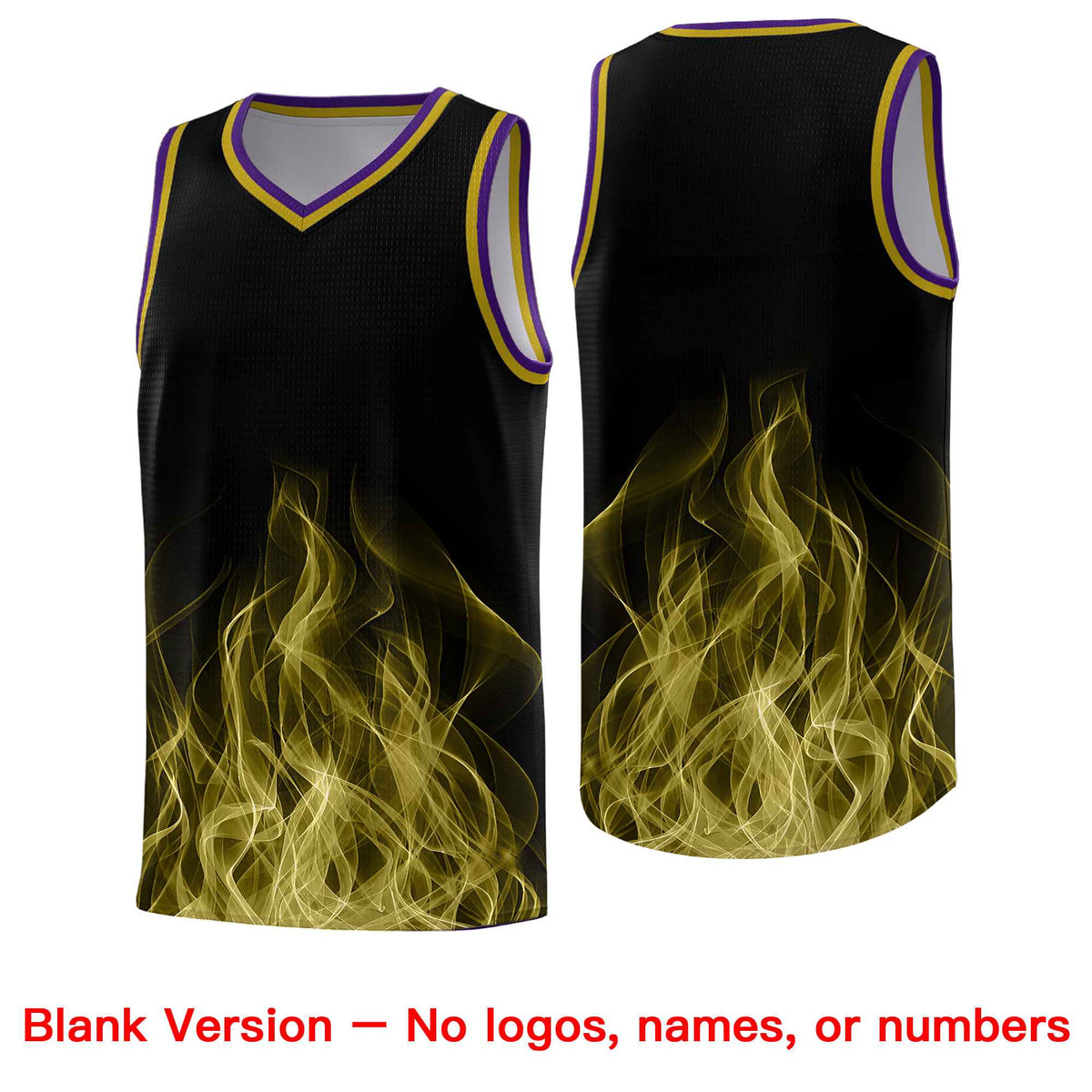 Custom Youth Basketball Jersey Black Purple Flame Design Unique Team Uniform Set