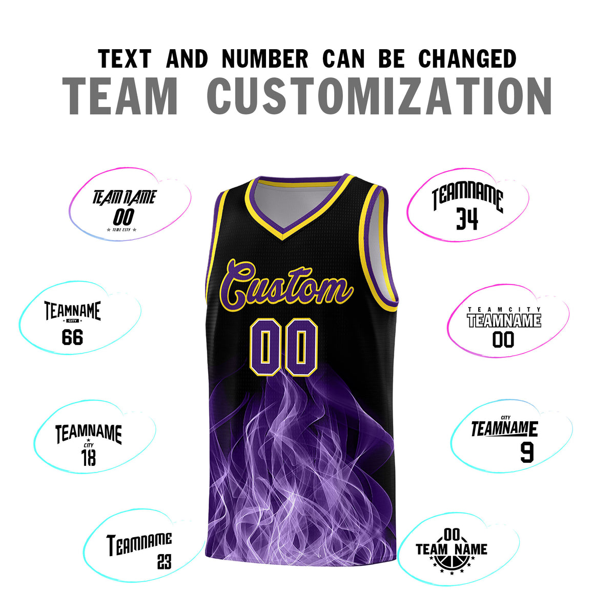 Custom Youth Basketball Jersey Black Gold Flame Design Personalized Team Uniform Set