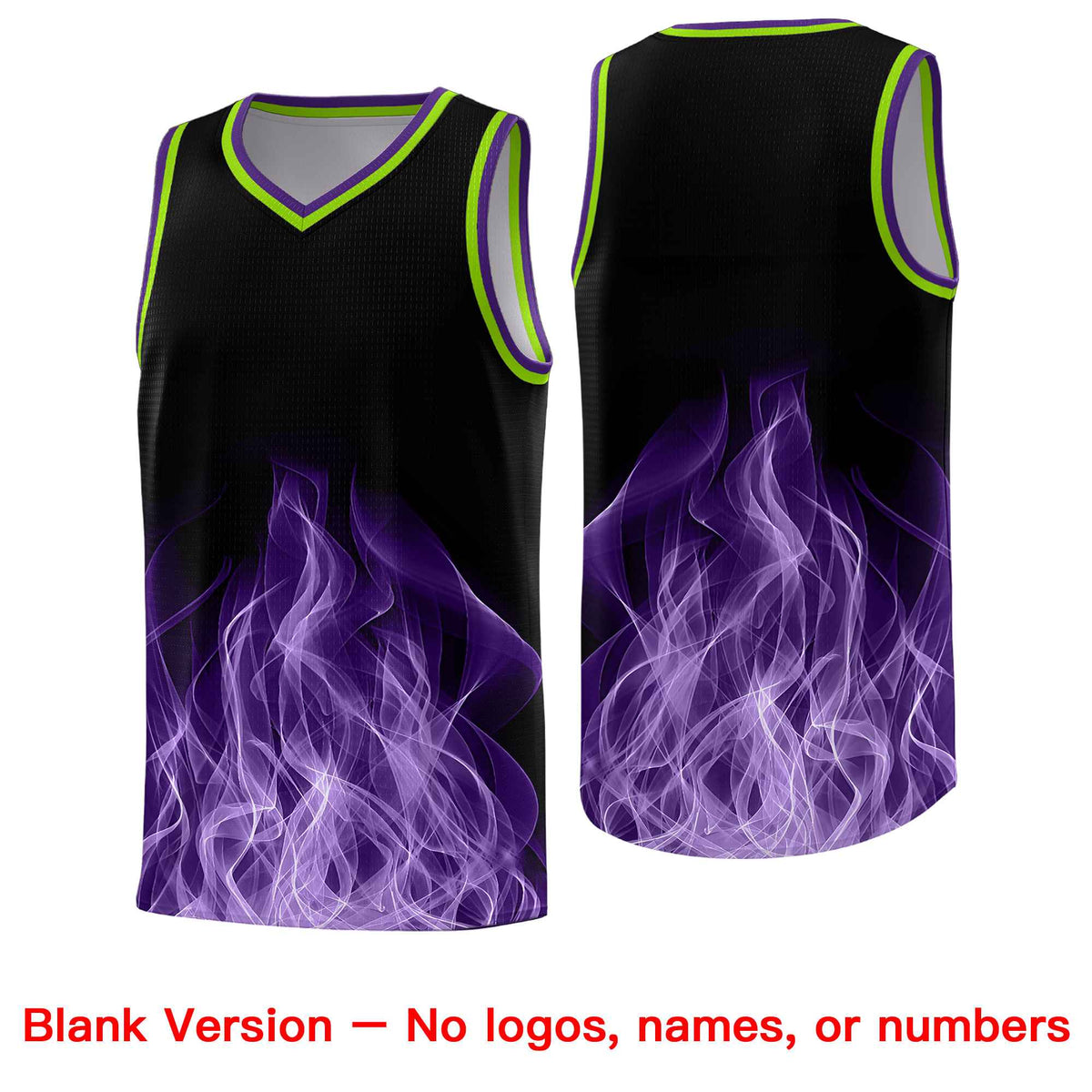 Custom Youth Basketball Jersey Black Neon Green Flame Fire Design Personalized Team Uniform Set