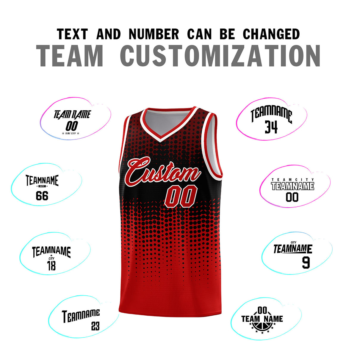 Custom Red Gradient Dots Design Pattern Sports Uniform Basketball Jersey