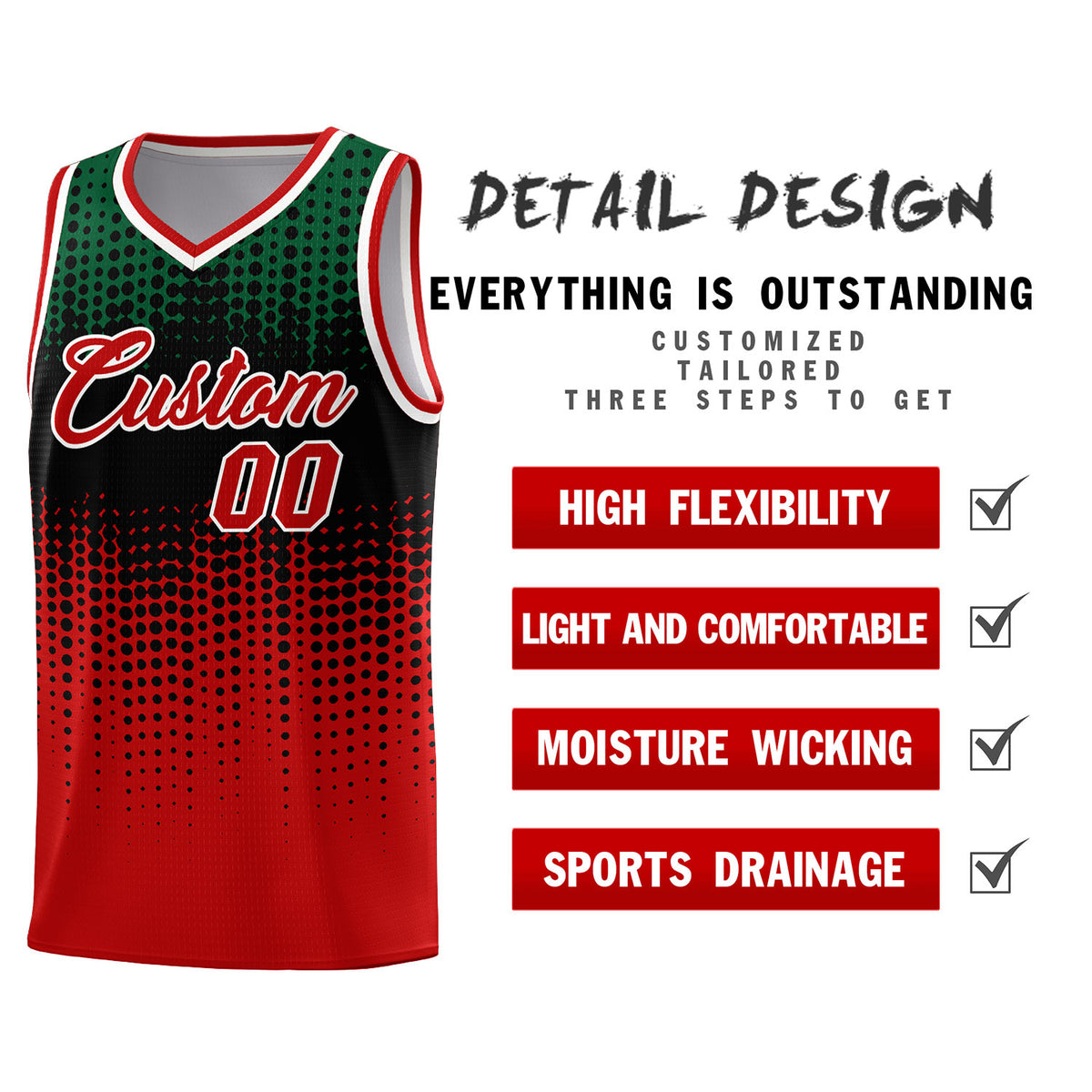 Custom Red Gradient Dots Design Pattern Sports Uniform Basketball Jersey