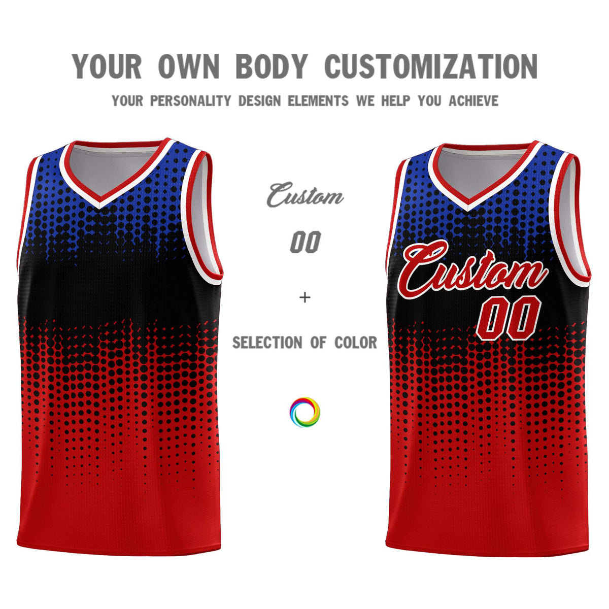 Custom Red Gradient Dots Design Pattern Sports Uniform Basketball Jersey