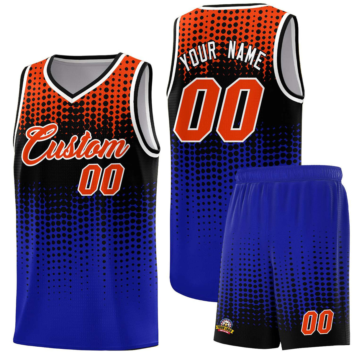 Custom Royal Gradient Dots Design Pattern Sports Uniform Basketball Jersey