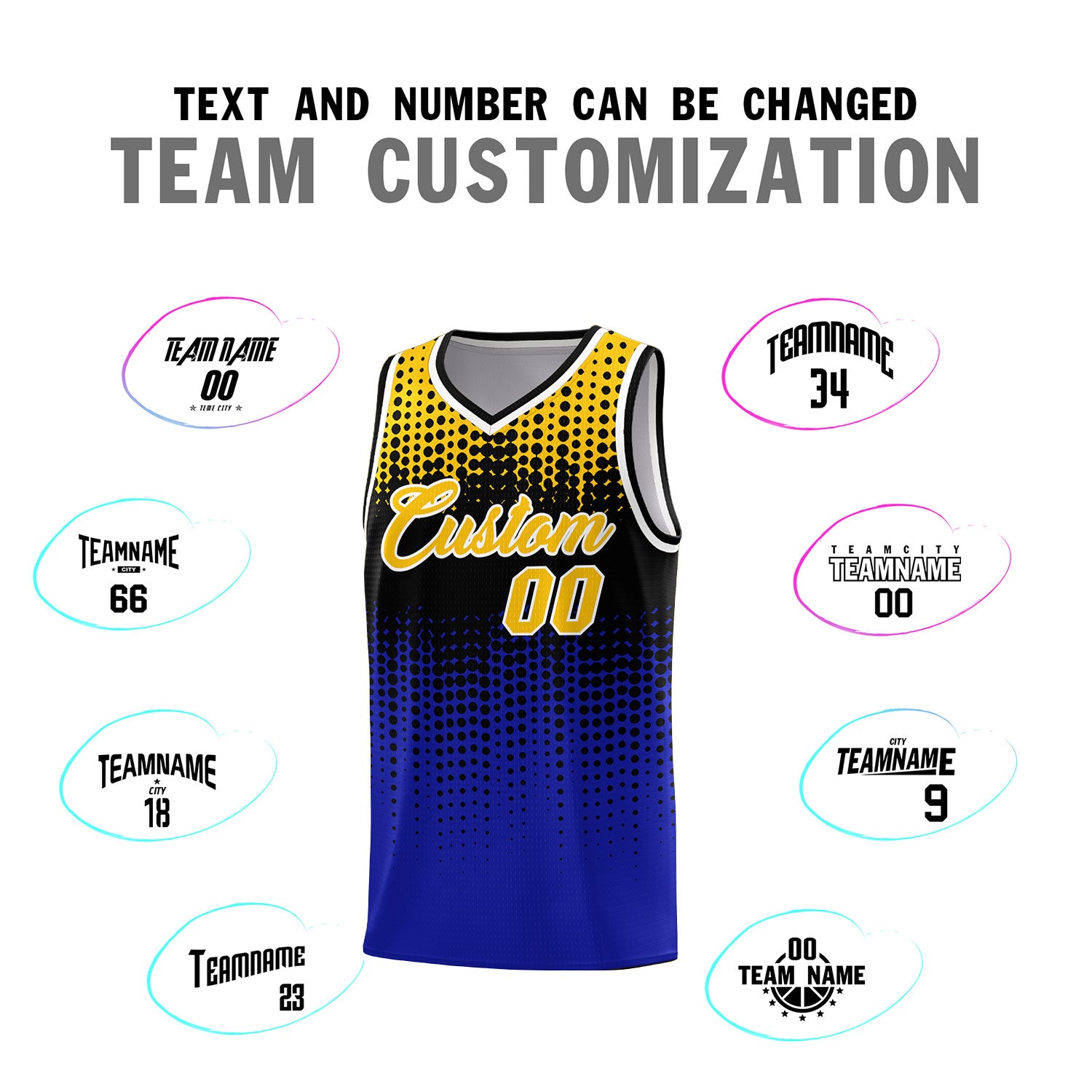 Custom Royal Gradient Dots Design Pattern Sports Uniform Basketball Jersey