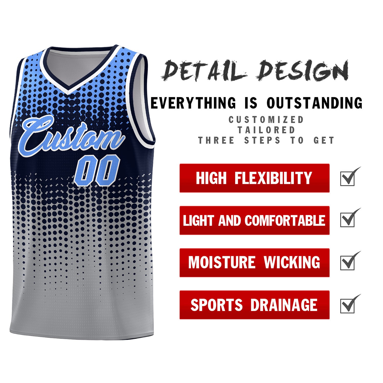 Custom Gray Gradient Dots Design Pattern Sports Uniform Basketball Jersey