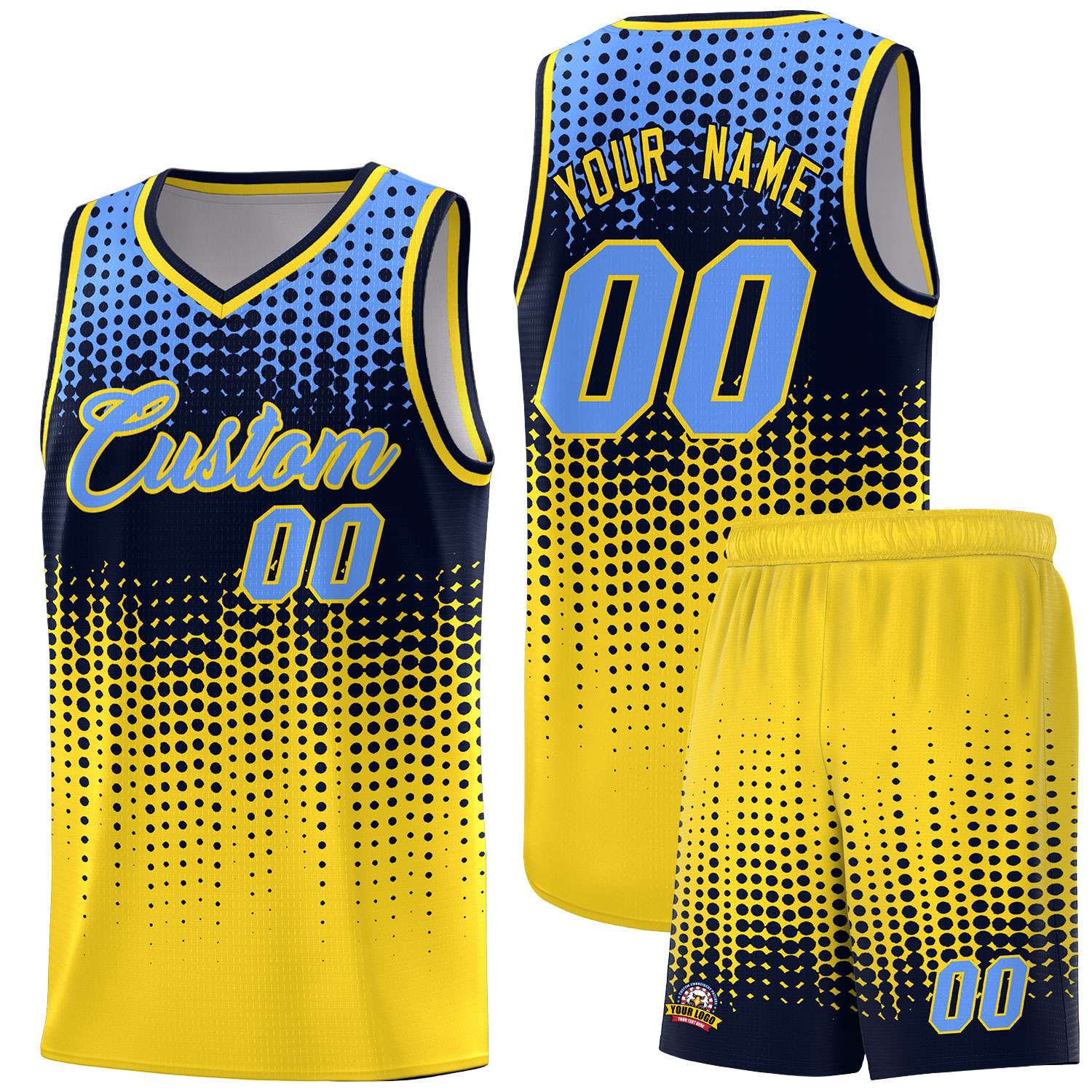Custom Gold Gradient Dots Design Pattern Sports Uniform Basketball Jersey