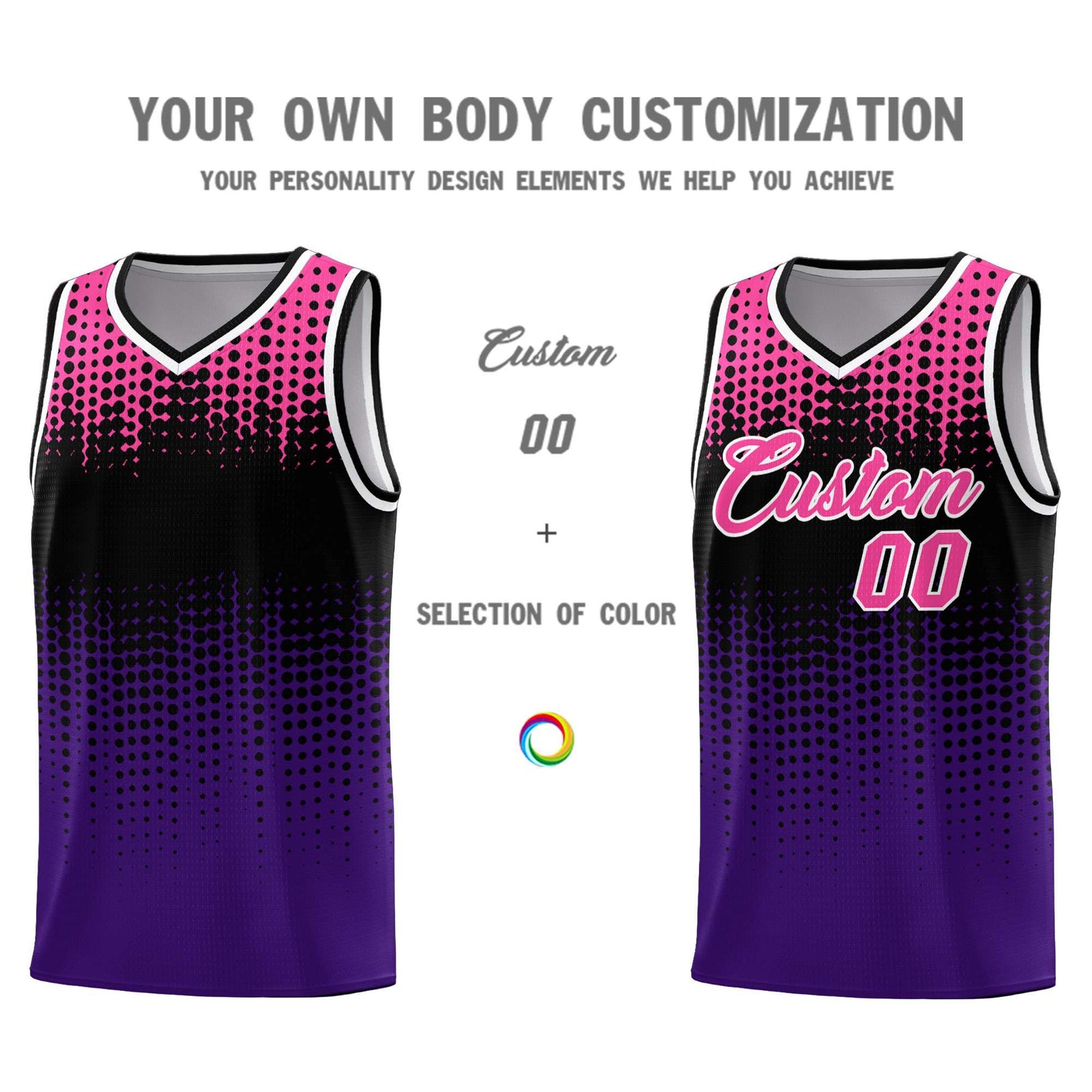 Custom Purple Gradient Dots Design Pattern Sports Uniform Basketball Jersey