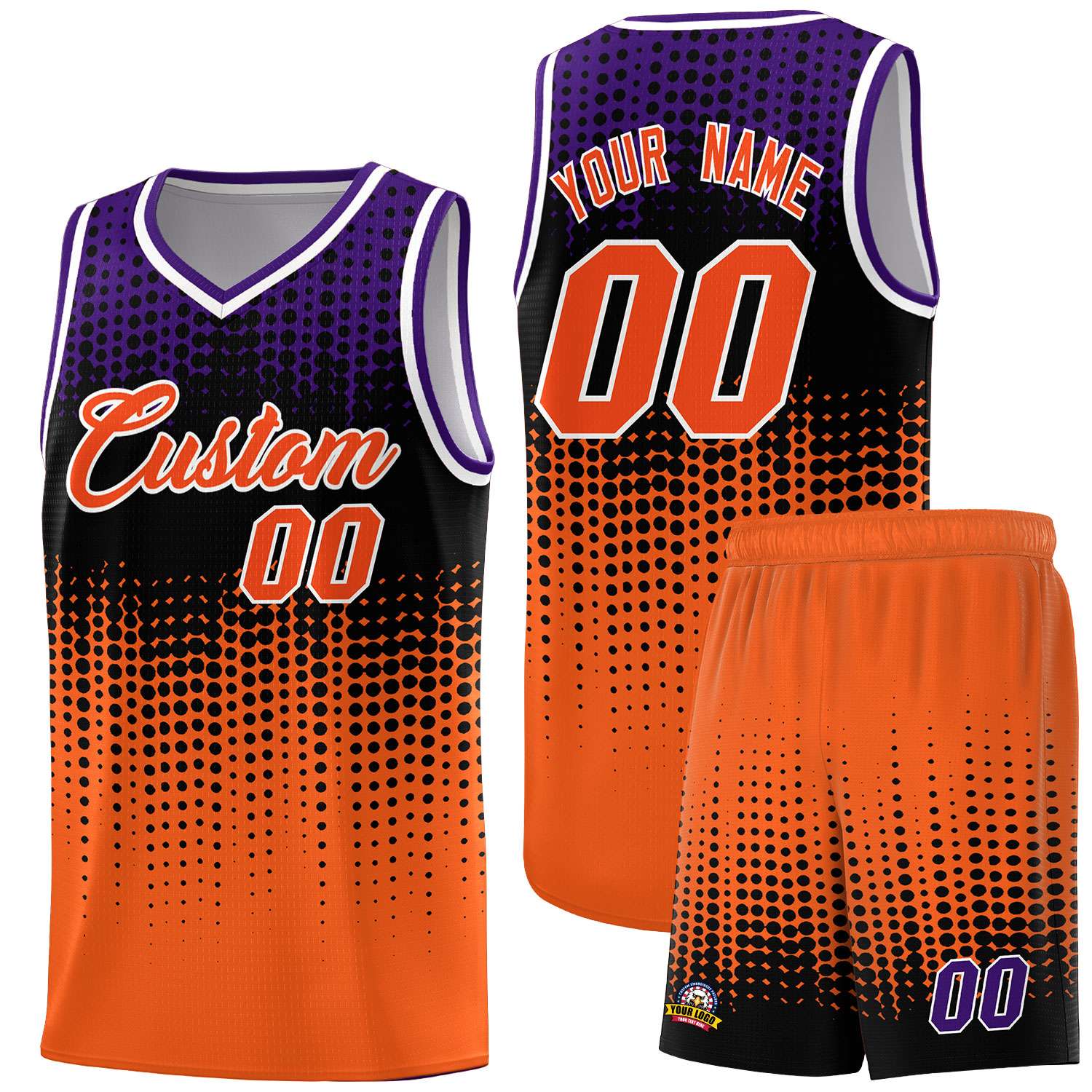 Custom Orange Gradient Dots Design Pattern Sports Uniform Basketball Jersey