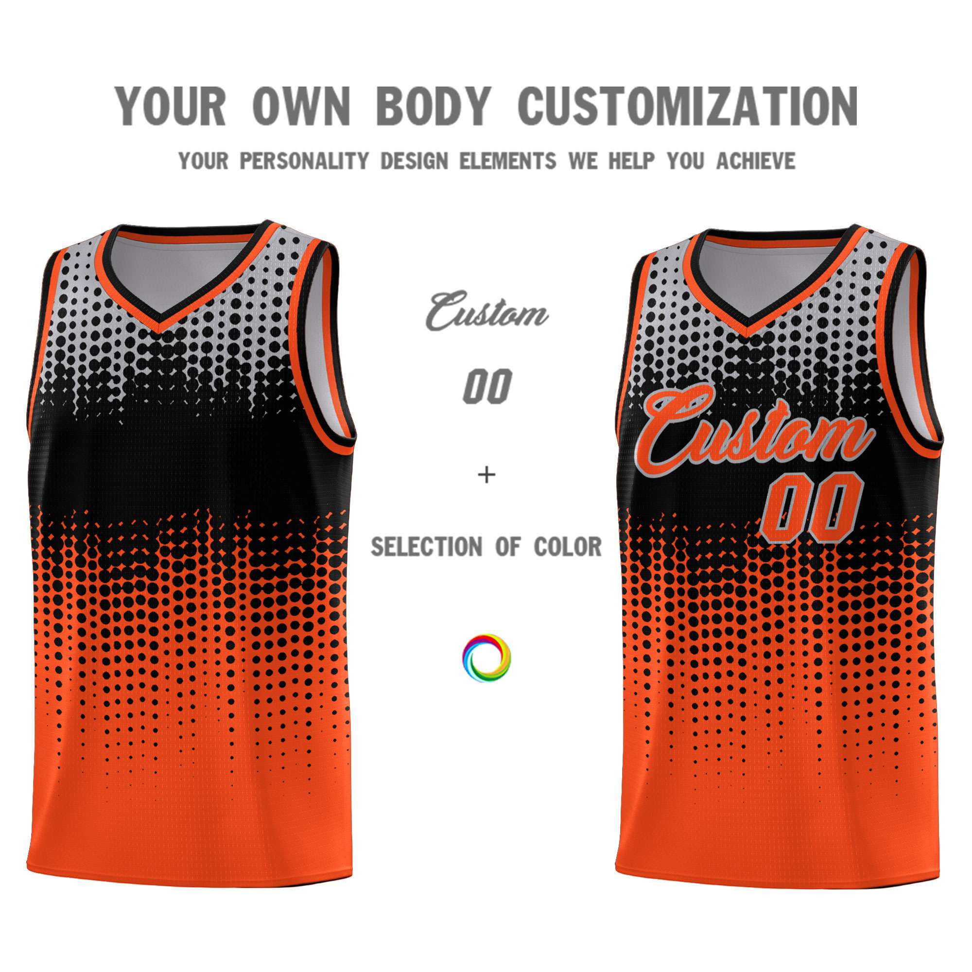 Custom Orange Gradient Dots Design Pattern Sports Uniform Basketball Jersey