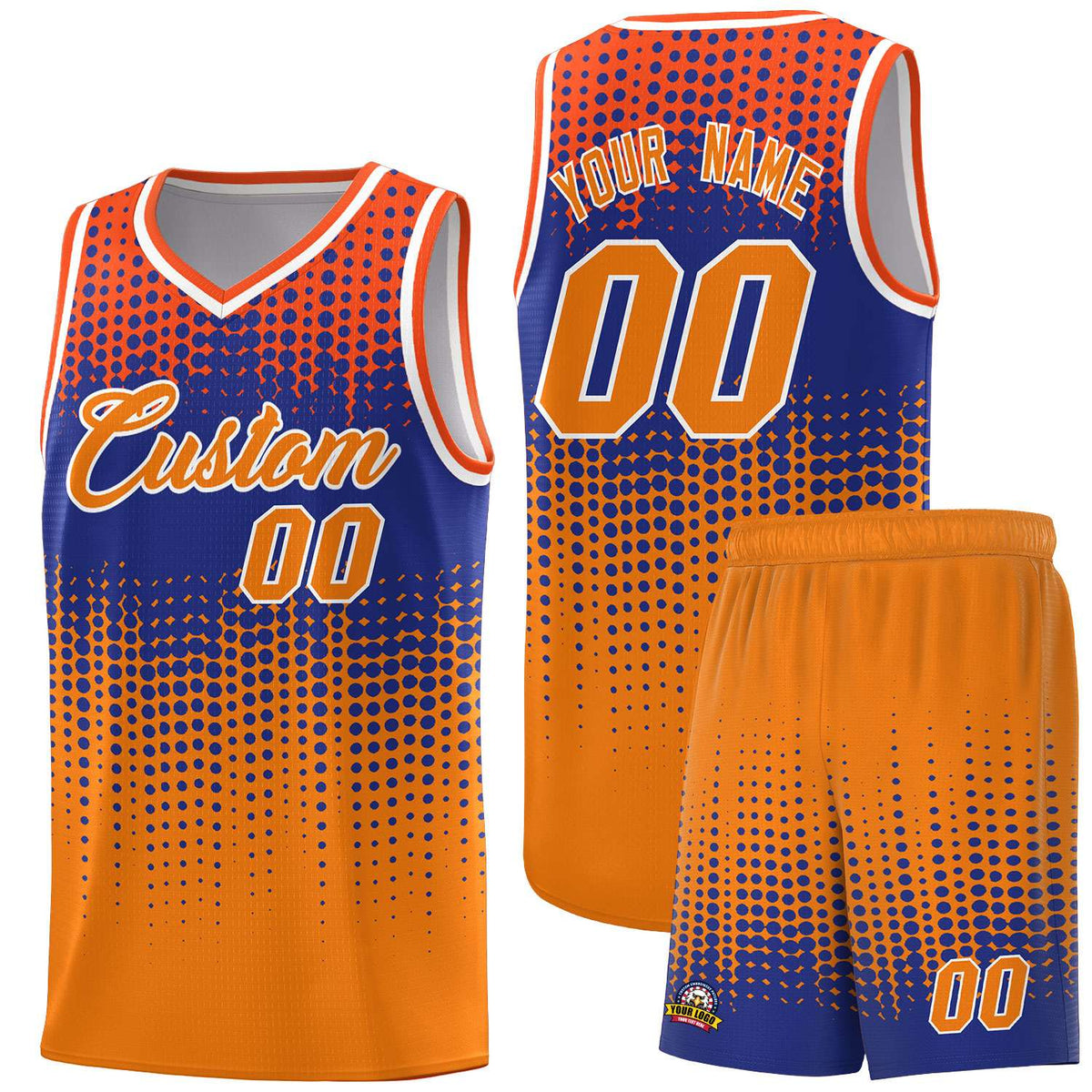 Custom Orange Gradient Dots Design Pattern Sports Uniform Basketball Jersey