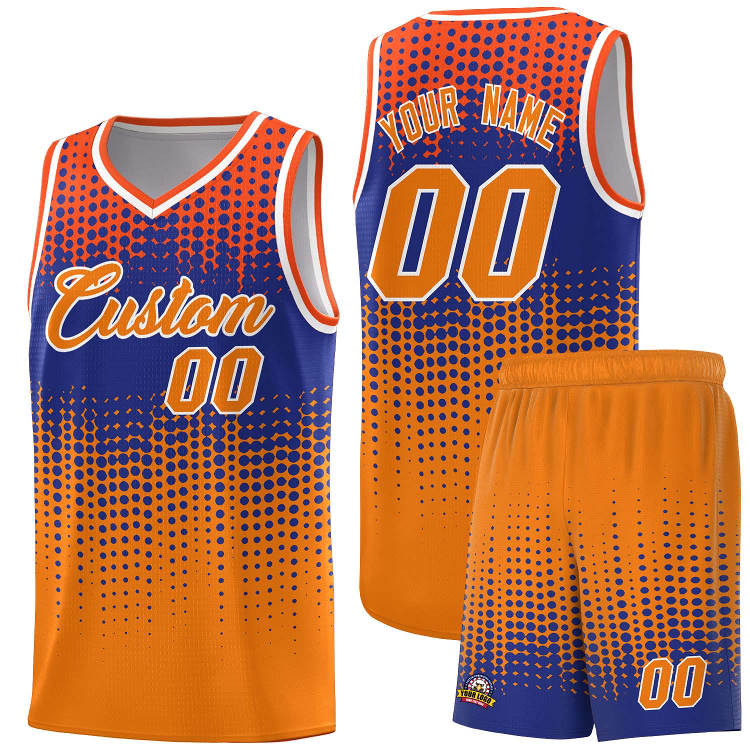 Custom Orange Gradient Dots Design Pattern Sports Uniform Basketball Jersey