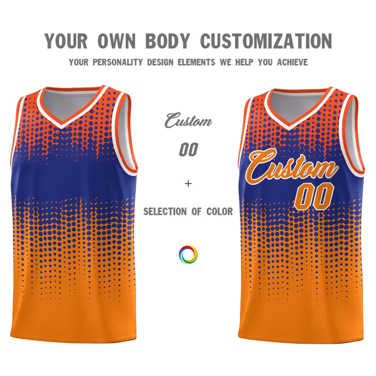 Custom Orange Gradient Dots Design Pattern Sports Uniform Basketball Jersey