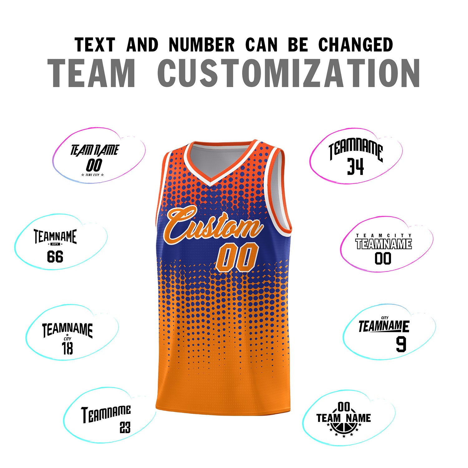 Custom Orange Gradient Dots Design Pattern Sports Uniform Basketball Jersey